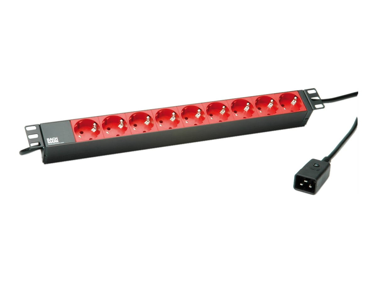 Bachmann Steckdosenleiste (Rack - einbaufähig) - Schutzkontakt - Eingabe, Eingang IEC 60320 C20 - Ausgangsanschlüsse: 9 (power CEE 7/3)
