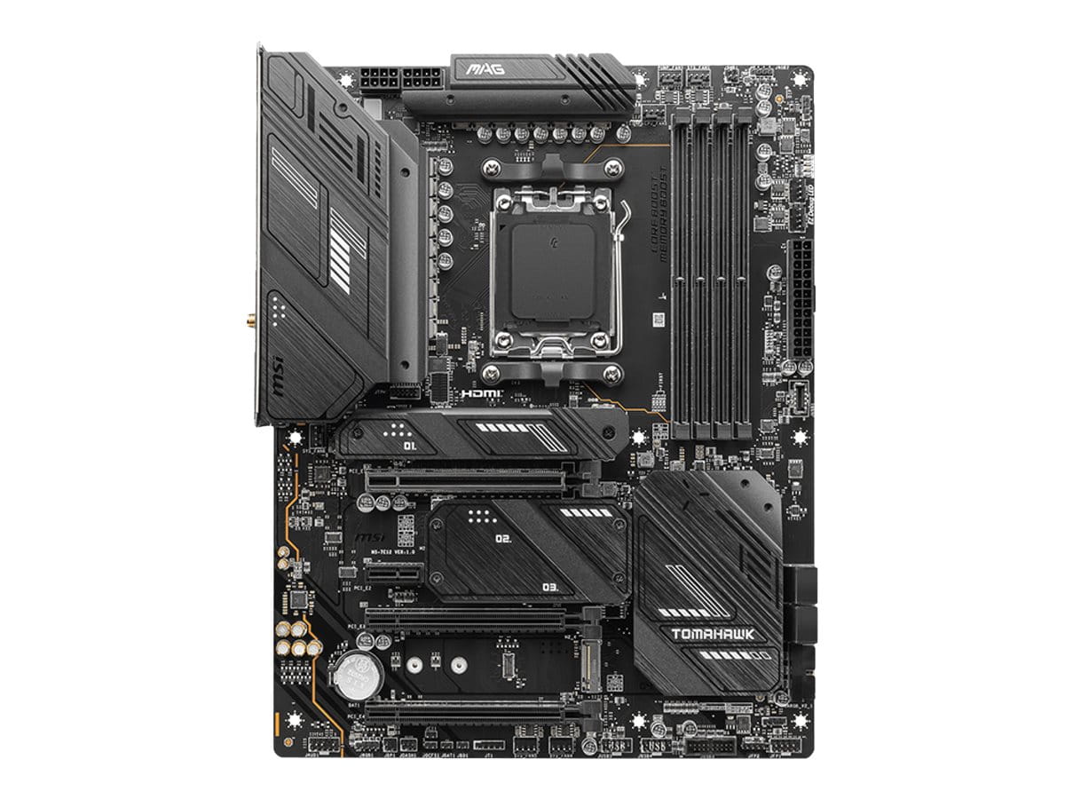 MSI MAG X670E TOMAHAWK WIFI - Motherboard - ATX - Socket AM5 - AMD X670E Chipsatz - USB 3.2 Gen 1, USB 3.2 Gen 2, USB-C Gen 2x2, USB-C 3.2 Gen2 - 2.5 Gigabit LAN, Wi-Fi 6, Bluetooth - Onboard-Grafik (CPU erforderlich)