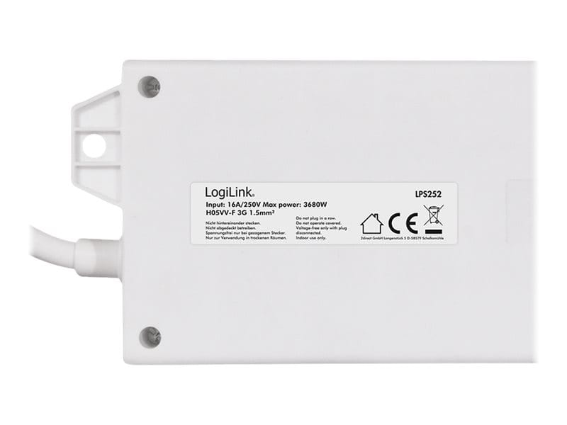 LogiLink Steckdosenleiste - Wechselstrom 250 V - 3680 Watt - Ausgangsanschlüsse: 4 (4 x CEE 7/3)