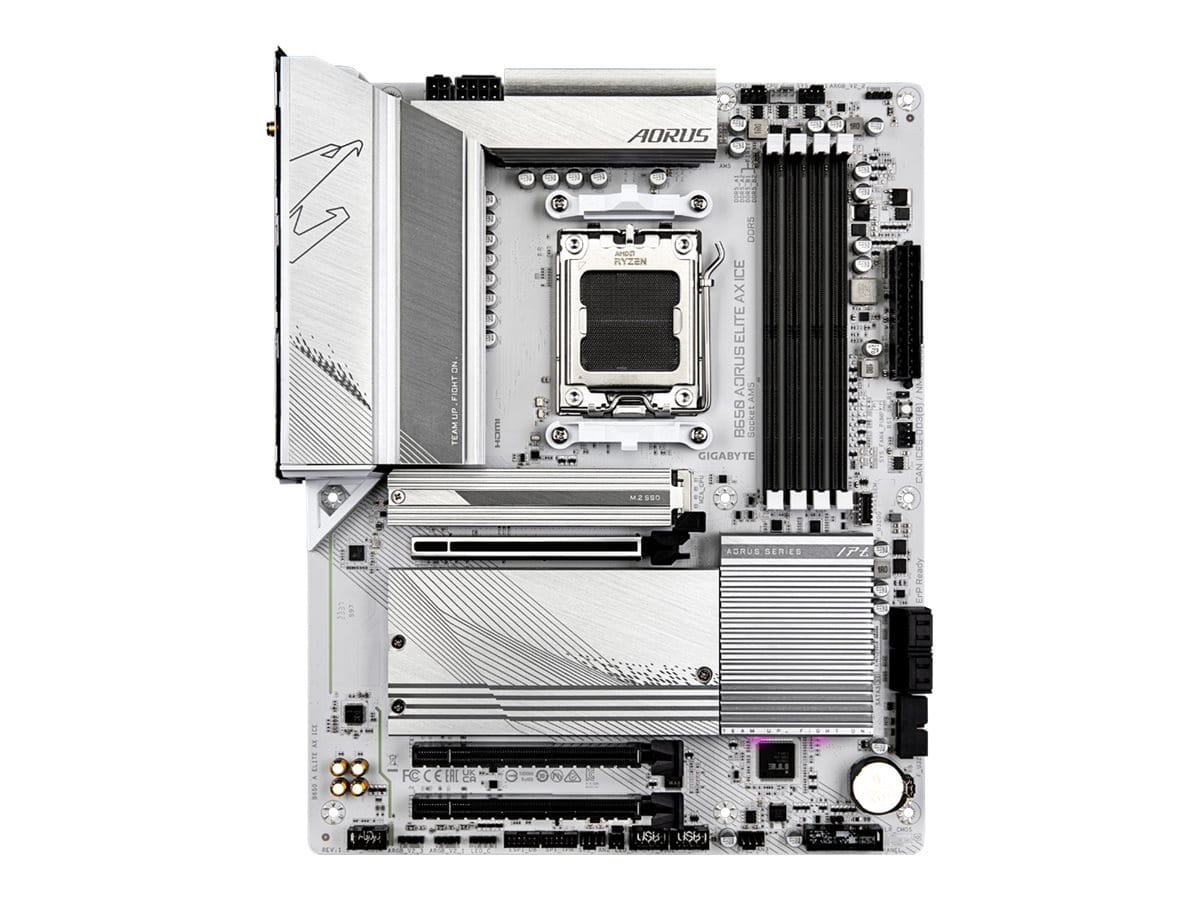 Gigabyte B650 AORUS ELITE AX ICE - Motherboard - ATX - Socket AM5 - AMD B650 Chipsatz - USB-C 3.2 Gen2, USB 3.2 Gen 2, USB 3.2 Gen 1, USB-C 3.2 Gen 2x2 - 2.5 Gigabit LAN, Wi-Fi 6E, Bluetooth - Onboard-Grafik (CPU erforderlich)
