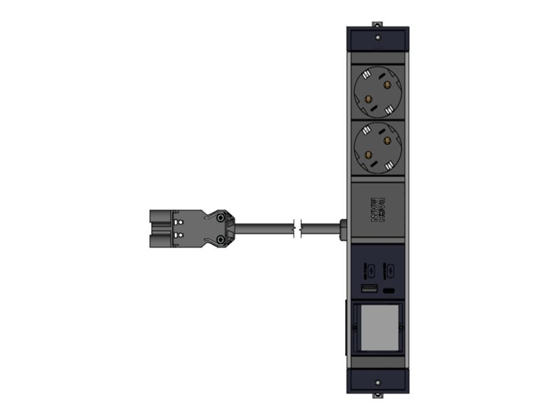 Bachmann DESK Rail - Steckdosenleiste - Wechselstrom 250 V - Eingabe, Eingang GST18i3 - Ausgangsanschlüsse: 2 (2 x CEE 7/3, 24 pin USB-C, USB)