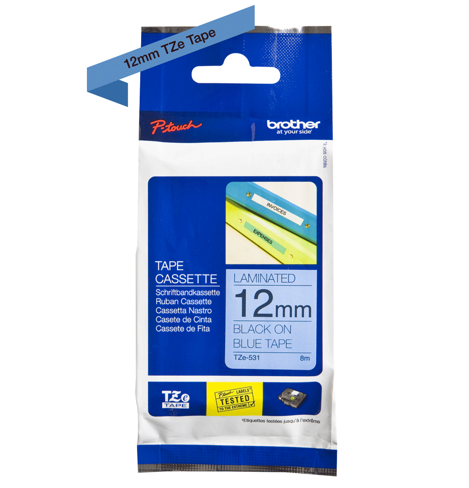 Brother TZe-531 - Schwarz auf Blau - Rolle (1,2 cm x 8 m)