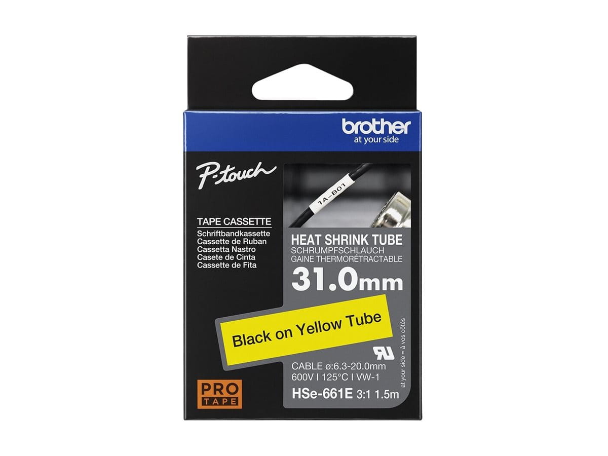 Brother HSe-661E - Schwarz auf Gelb - Rolle (3,1 cm x 1,5 m)