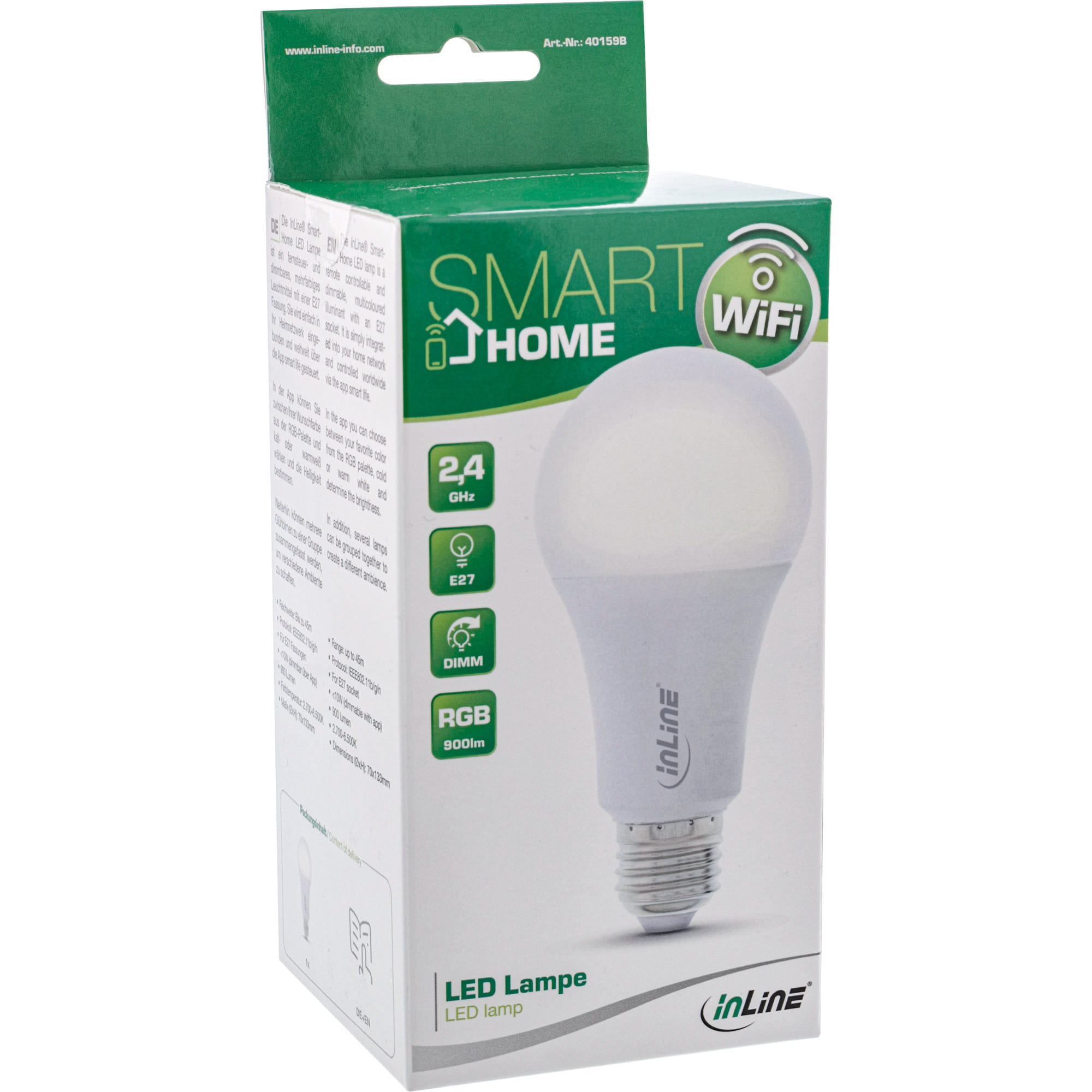 InLine SmartHome LED Lampe RGB E27 - 900LM
