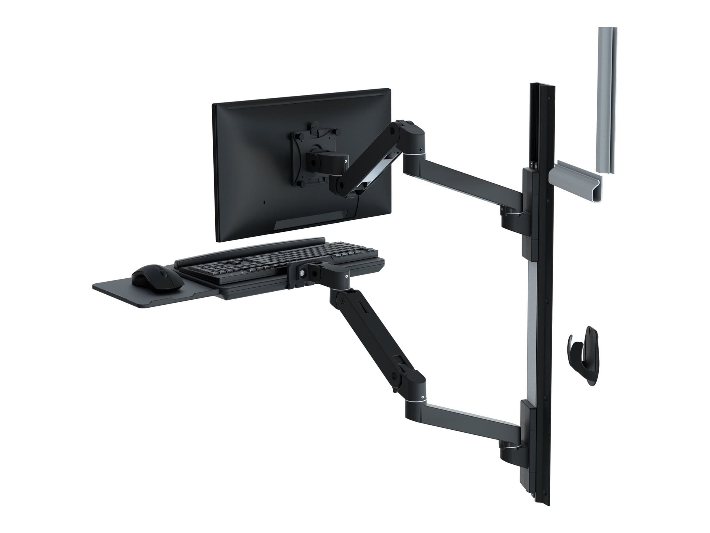Ergotron LX Pro - Befestigungskit (2 Arme, 2 Aufsätze, Tastatur-Tablett, Mausablage zum Herausziehen, Maushalterung, 2 Wandhalterungssockel, Wandschiene 34", Wandbefestigung, 2 Kabelkanäle, Monitor-Schwenkarm, Tastaturdrehpunkt) - für LCD-Display / PC