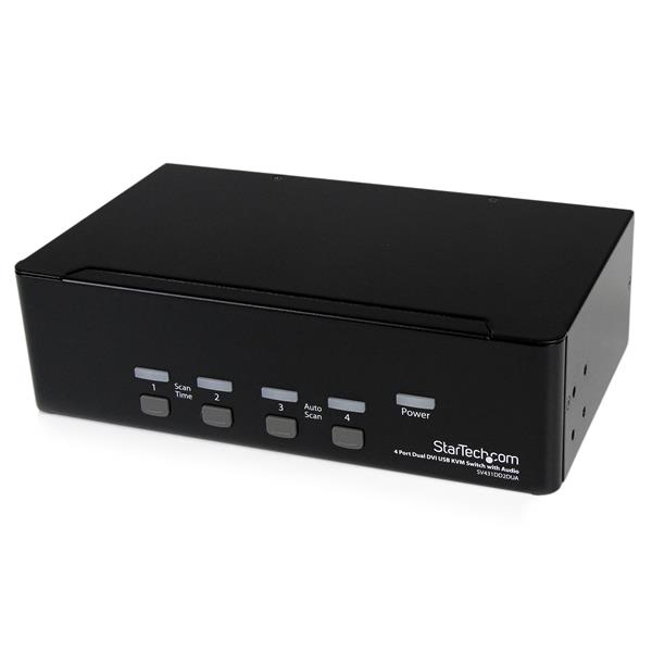 StarTech.com 4 Port Dual DVI USB KVM Switch/ Umschalter mit Audio und USB 2.0 Hub