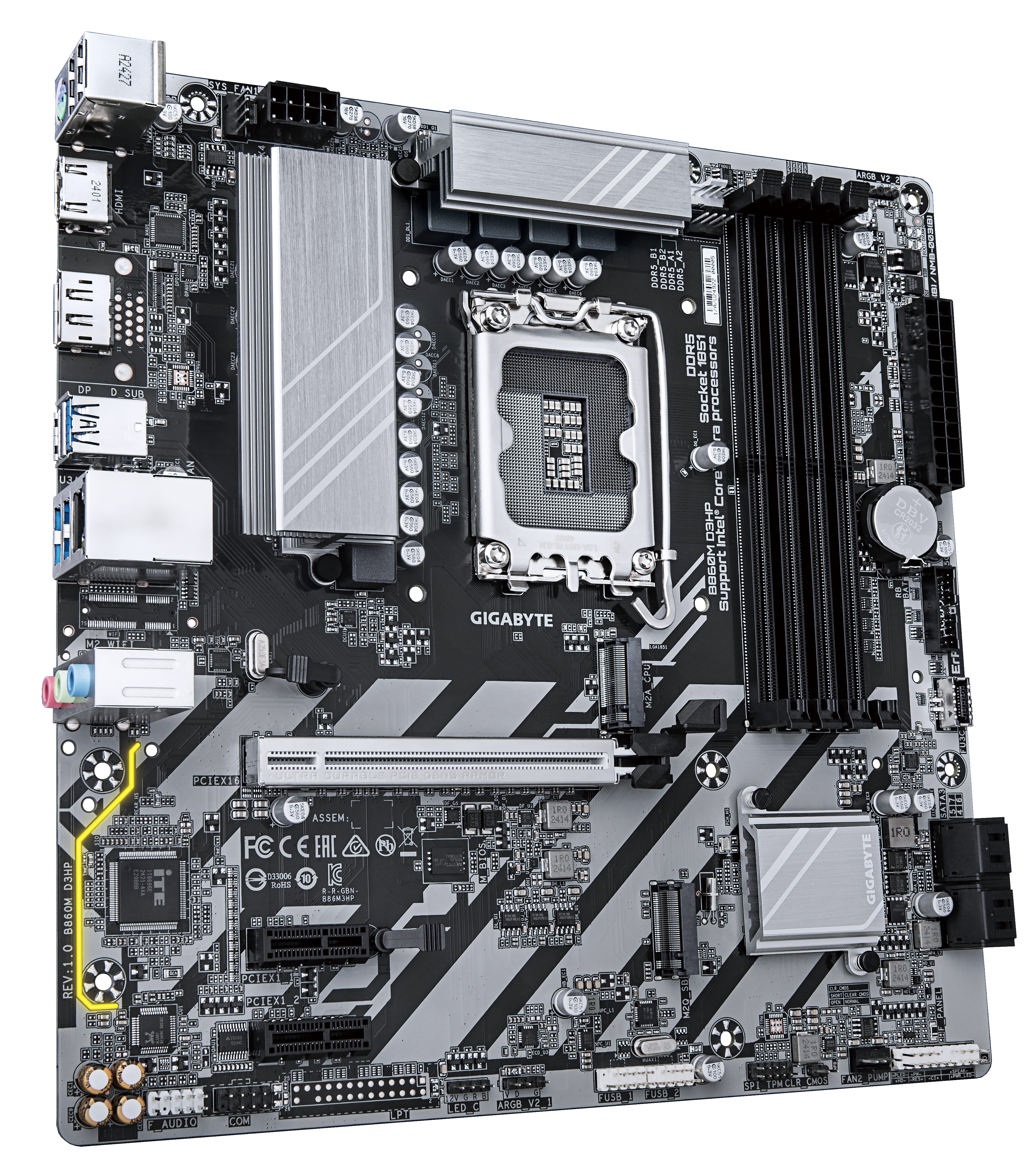 Gigabyte B860M D3HP - Motherboard - micro ATX - LGA1851 Sockel - B860 Chipsatz - USB-C 3.2 Gen 1, USB 3.2 Gen 1 - Gigabit LAN - Onboard-Grafik (CPU erforderlich)
