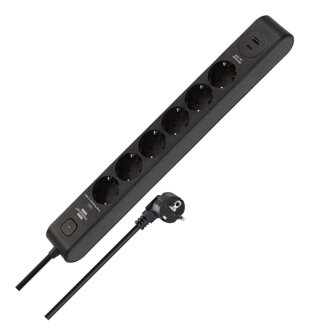 Brennenstuhl 1150790602, 2 m, Drinnen, IP20, Schwarz, Anthrazit, 6 AC-Ausgänge, 230 V