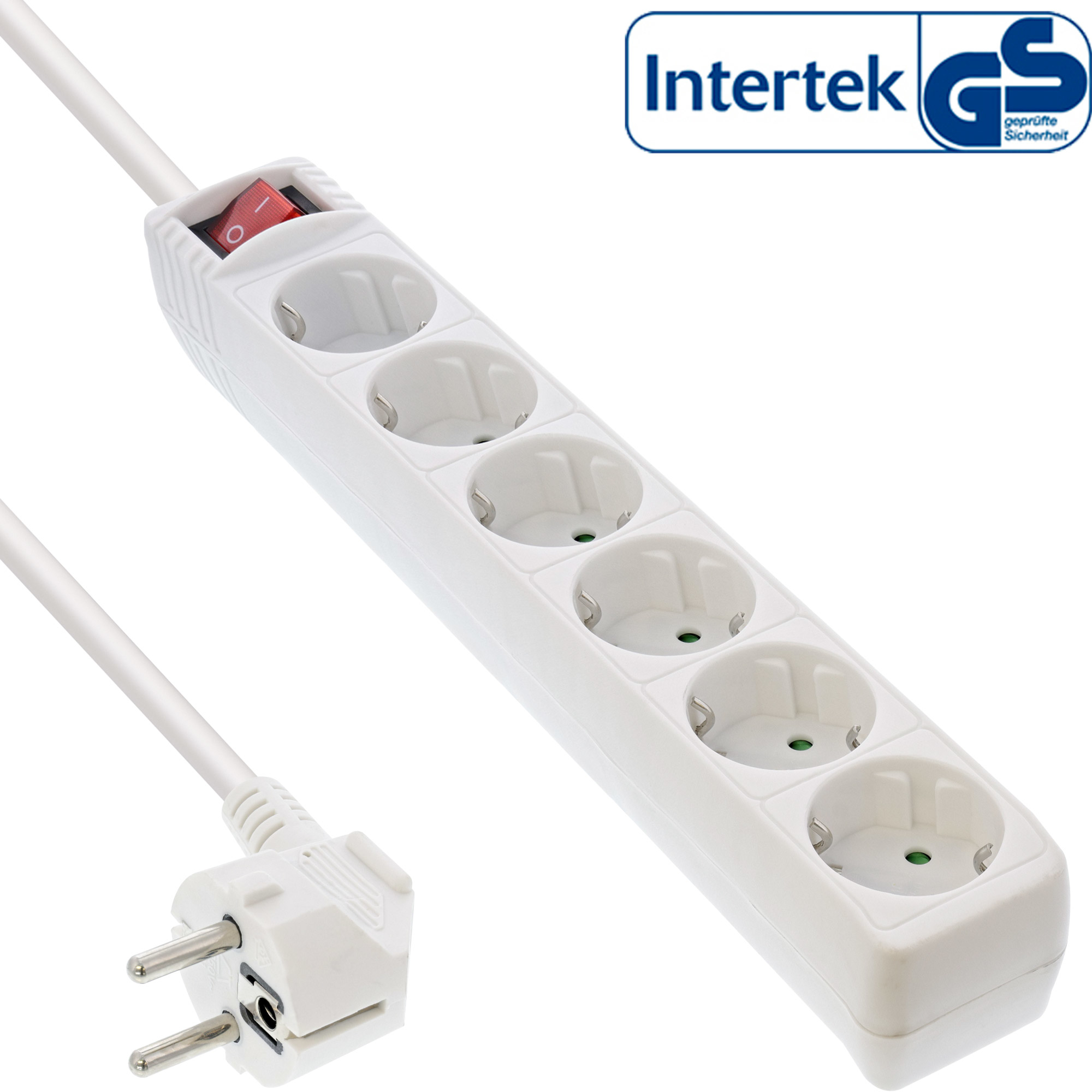 InLine Steckdosenleiste - 6-fach Schutzkontakt - mit Schalter - weiß - 1,5m InLine Steckdosenleiste - 6-fach Schutzkontakt - mit Schalter - weiß - 1,5m