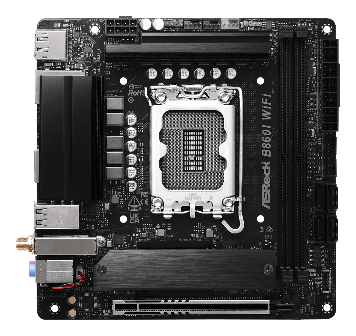 ASRock B860I WiFi, Intel, LGA 1851 (Socket V1), DDR5-SDRAM, 128 GB, DIMM, Zweikanalig