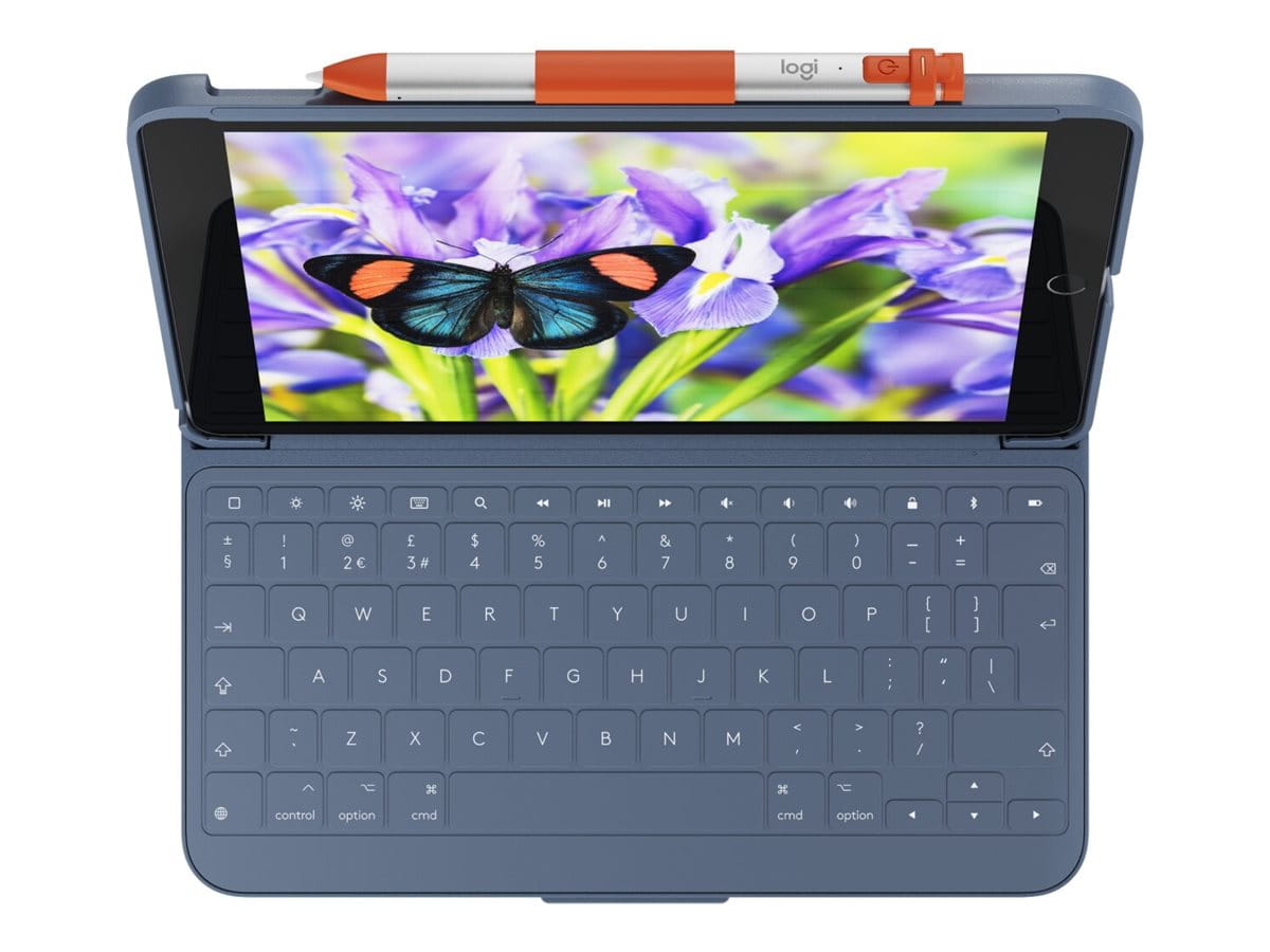 Logitech Rugged Lite - Tastatur und Foliohülle - kabellos - Bluetooth LE - Classic Blue - für Apple 10.2-inch iPad (7. Generation, 8. Generation, 9. Generation)
