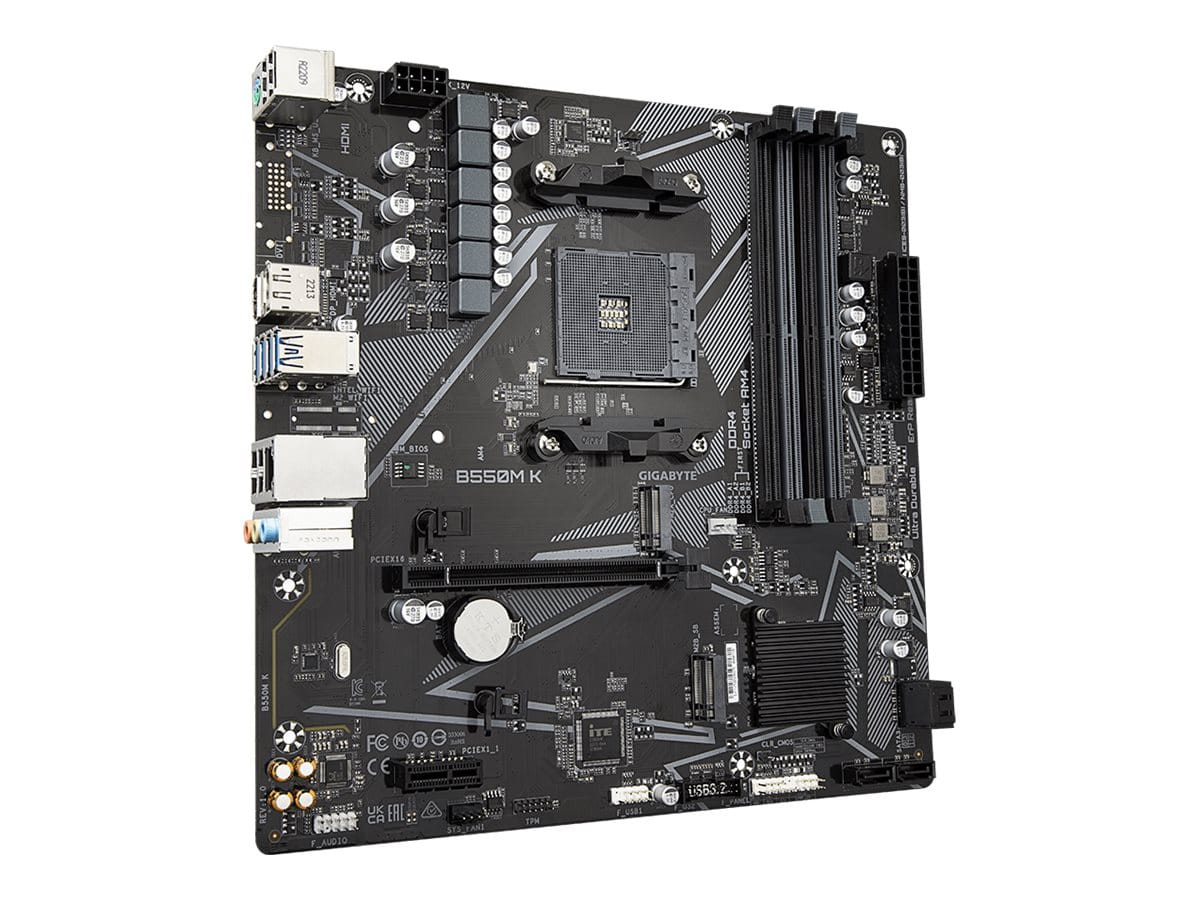 Gigabyte B550M K - 1.0 - Motherboard - micro ATX - Socket AM4 - AMD B550 Chipsatz - USB 3.2 Gen 1 - Gigabit LAN - Onboard-Grafik (CPU erforderlich)