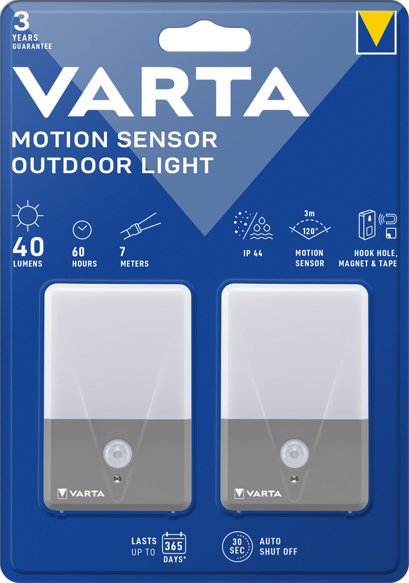 Varta Outdoor - Leuchte mit Bewegungsmelder - LED - Warmweiß (Packung mit 2)