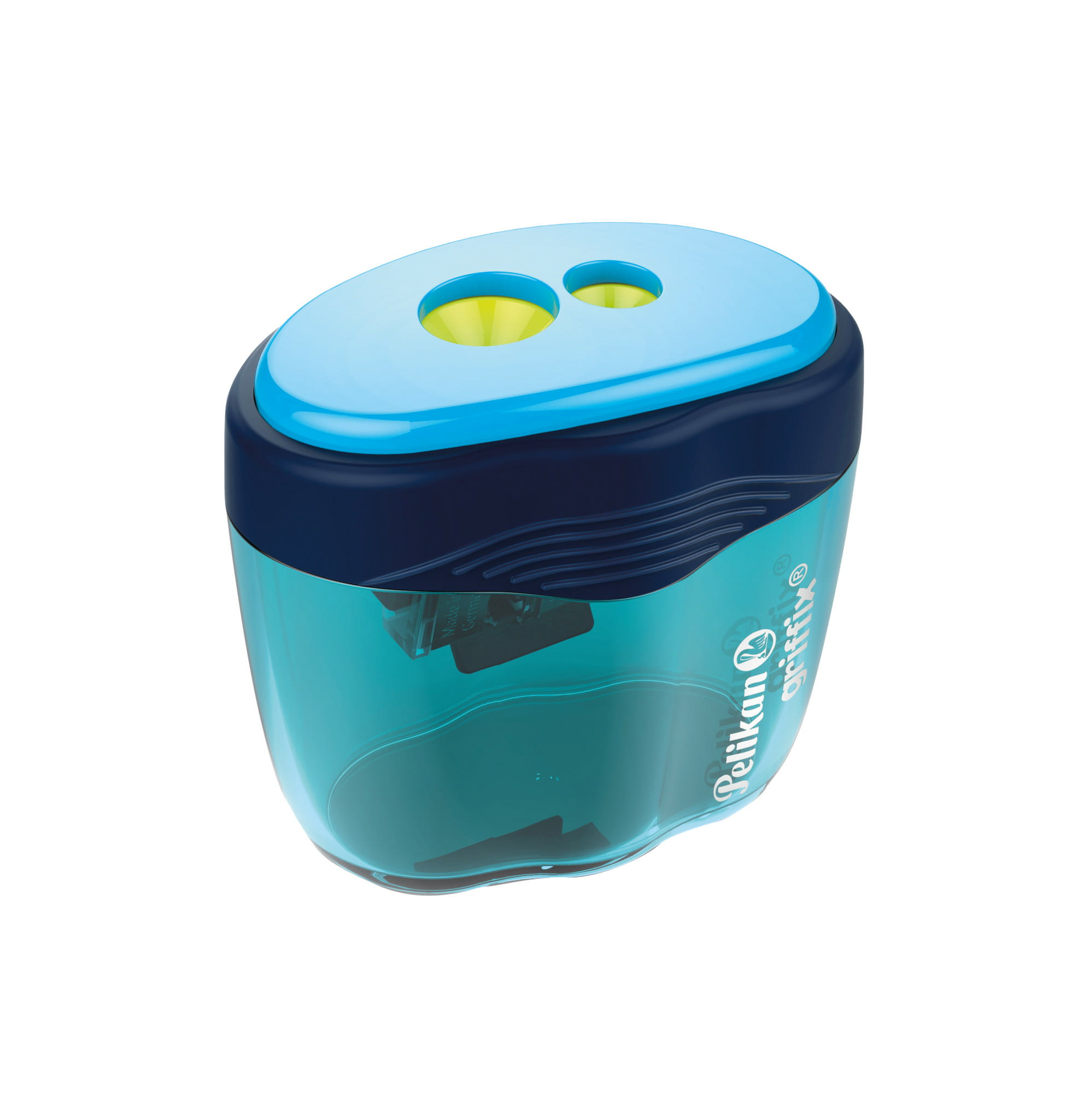 Pelikan Doppeldosenanspitzer griffix Blau 1 ST, Manueller Bleistiftspitzer, Blau, Kunststoff, 56 mm, 60 mm, 39 mm