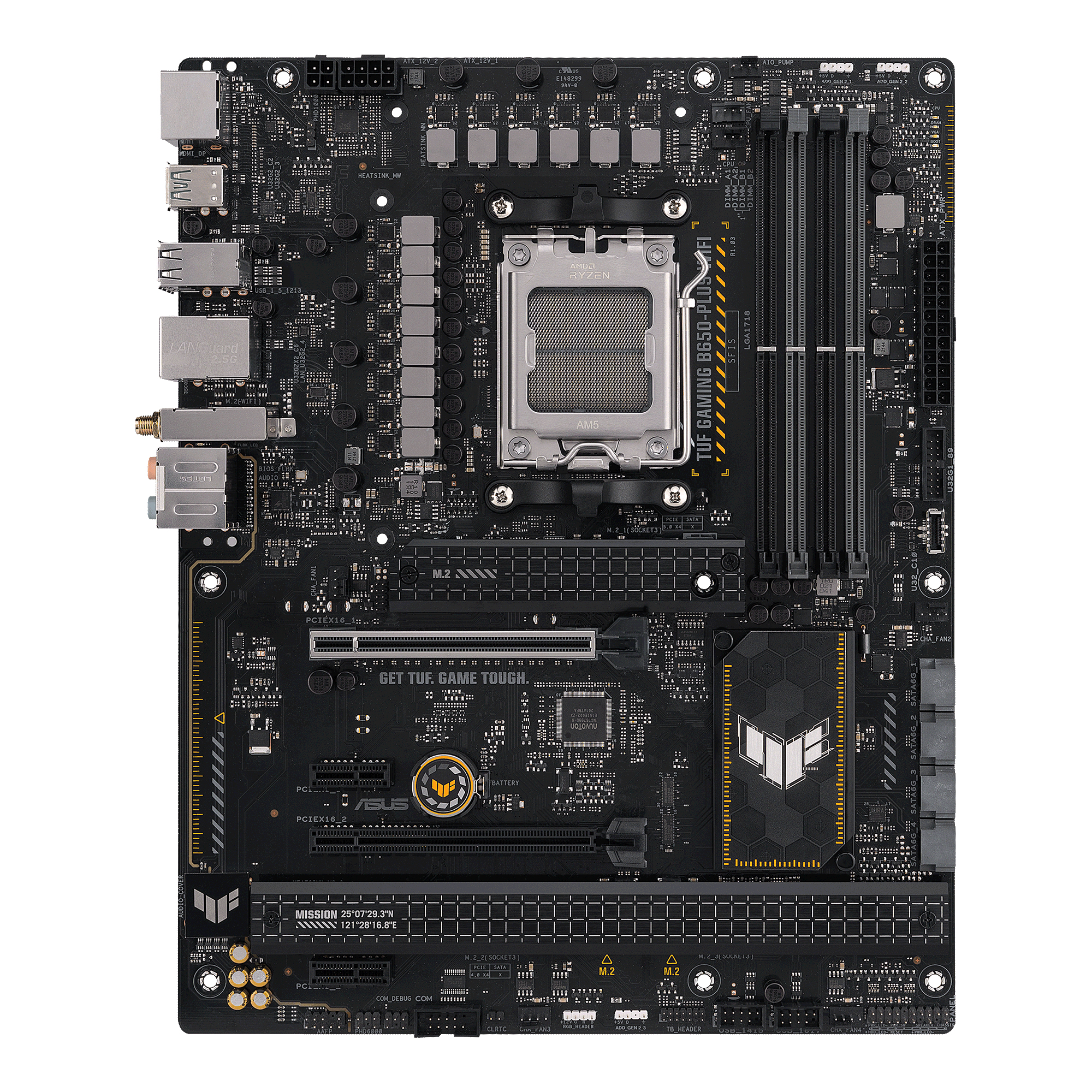 ASUS TUF Gaming B650-Plus WiFi - Motherboard - ATX - Socket AM5 - AMD B650 Chipsatz - USB-C 3.2 Gen 2x2, USB 3.1 Gen 2, USB 3.2 Gen 2, USB-C 3.2 Gen2, USB-C 3.2 Gen 1 - 2.5 Gigabit LAN, Wi-Fi 6, Bluetooth - Onboard-Grafik (CPU erforderlich)