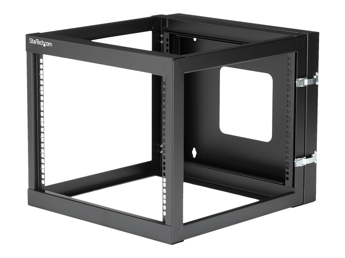 StarTech.com "8U Hinged Open Frame Wall Mount Network Rack - 4-Post 22"" Depth Swing Out Computer Equipment Rack - 140lbs capacity (RK819WALLOH)"