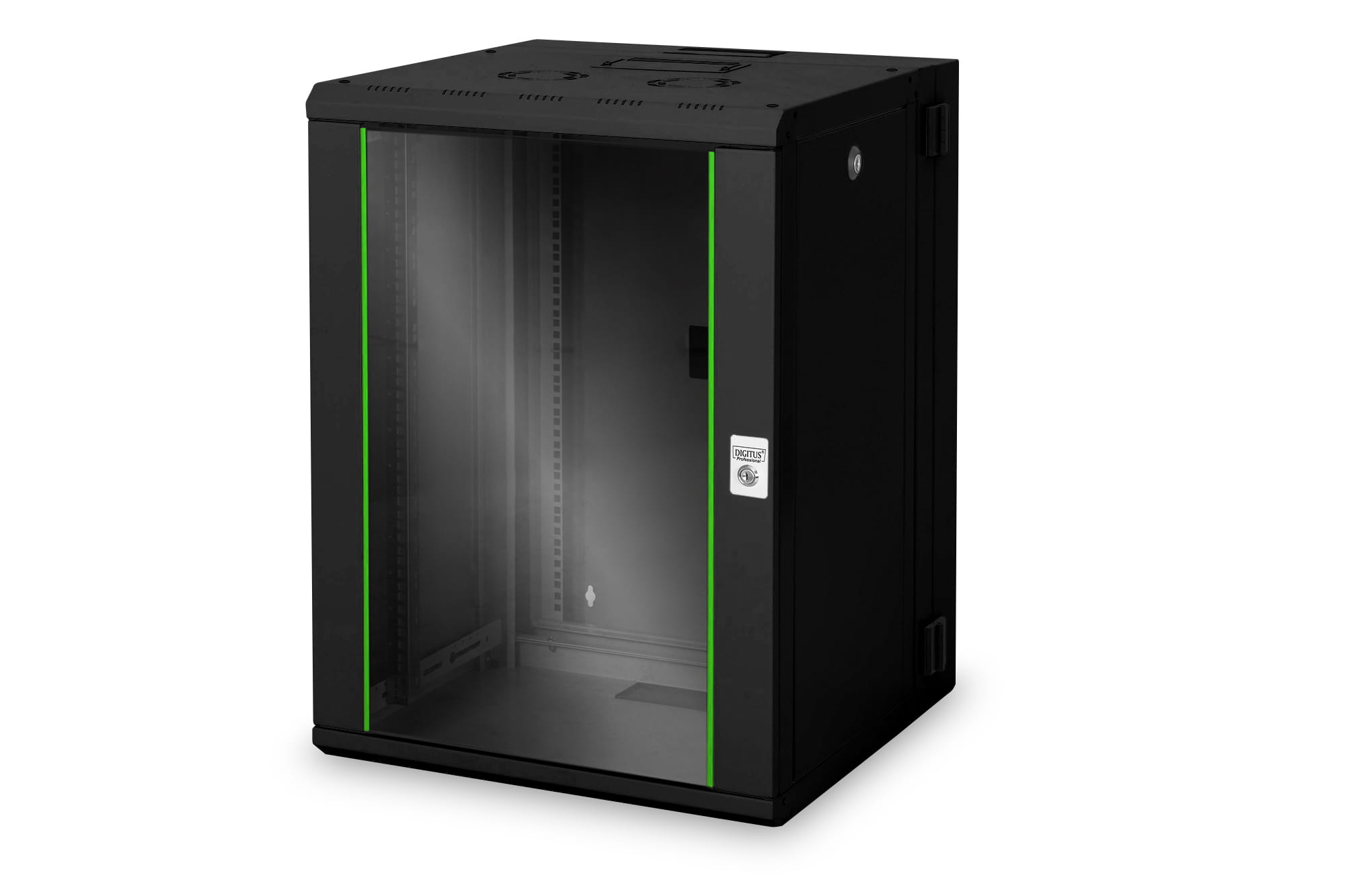 DIGITUS Professional Unique DN-19 16-U-3-SW - Schrank Netzwerkschrank - Schwarz, RAL 9005 - 16U - 48.3 cm (19")