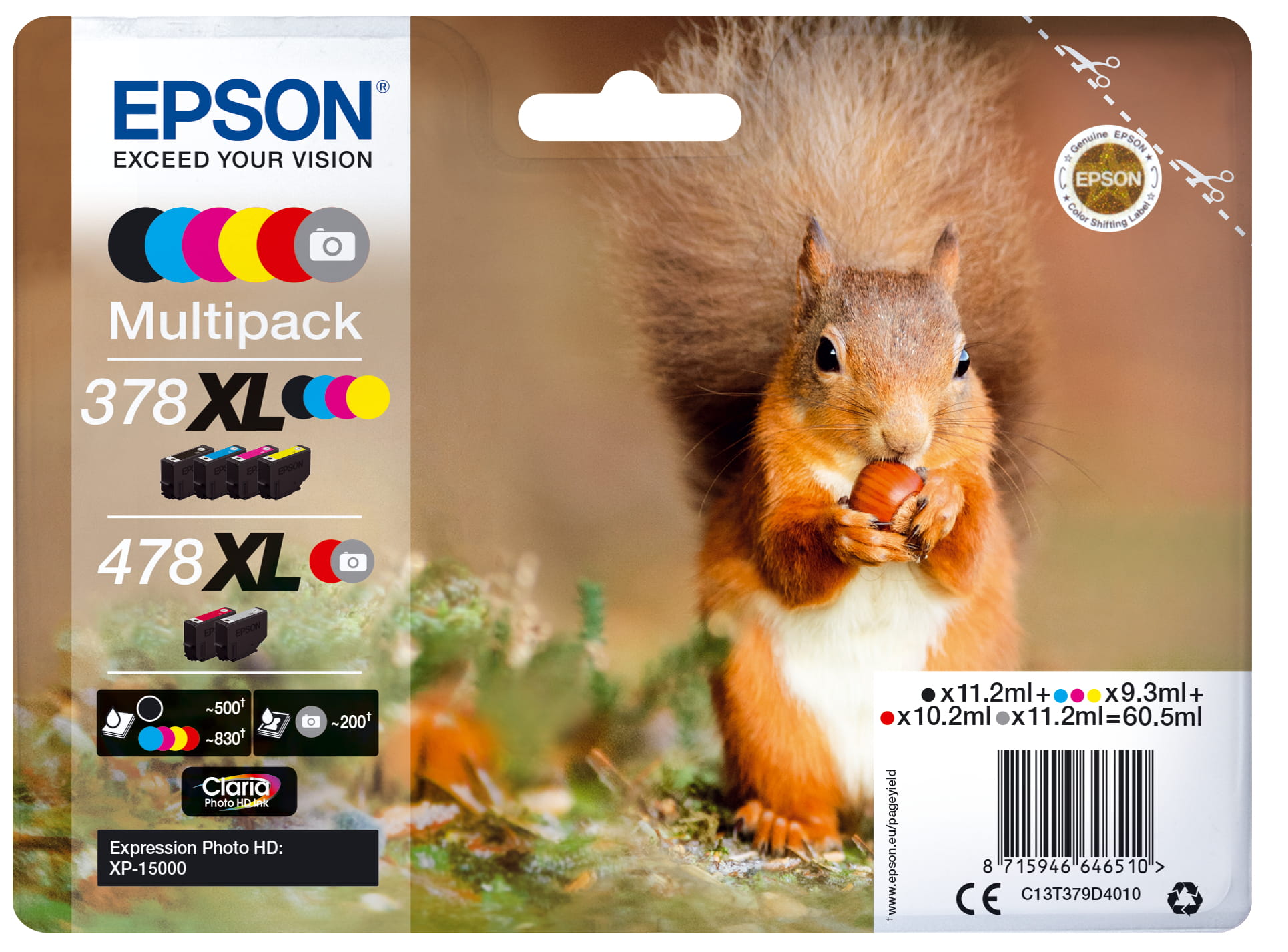 Epson 478XL Multipack - 6er-Pack - Grau, Schwarz, Gelb, Cyan, Magenta, Rot