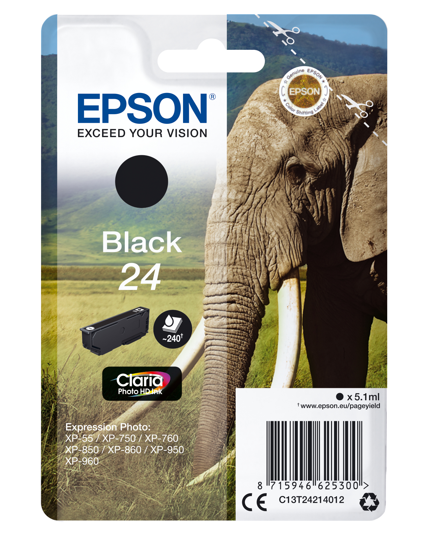 Epson 24 - 5.1 ml - Schwarz - Original - Tintenpatrone