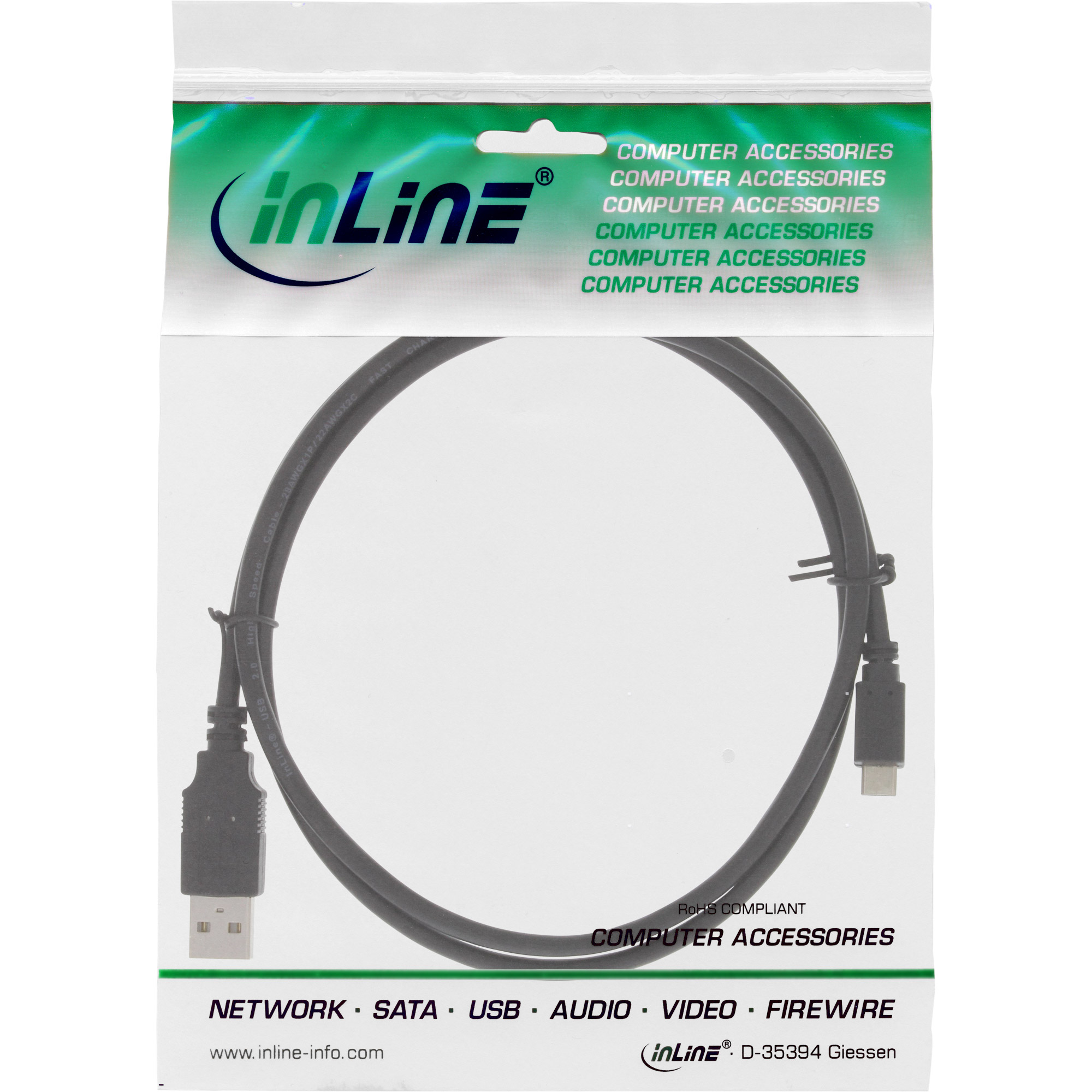 InLine Micro-USB 2.0 Kabel - Schnellladekab. - USB-A ST/Micro-B ST - schwarz - 1,8m