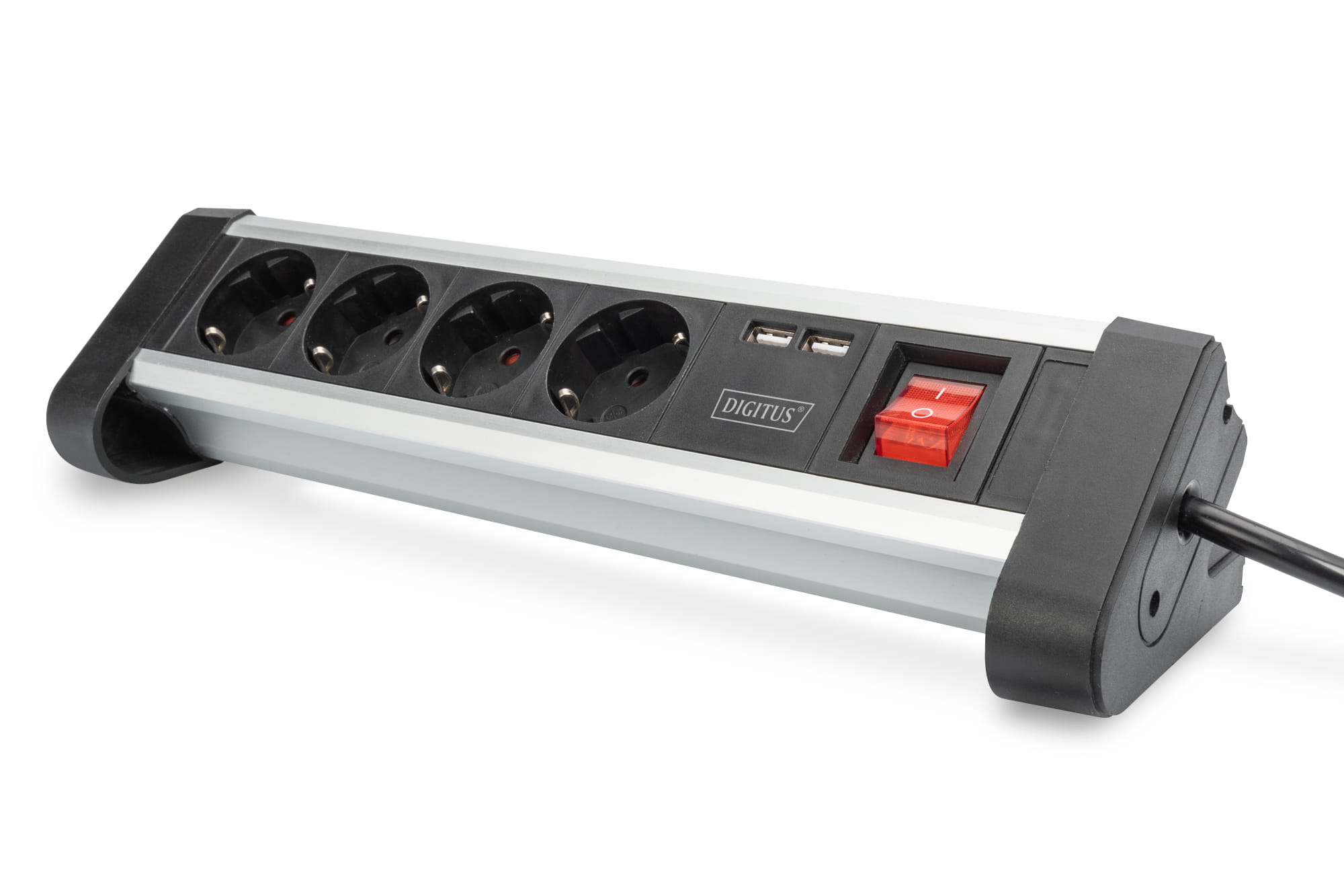 DIGITUS 4-fach Office-Steckdosenleiste mit 2x USB-Anschlüssen