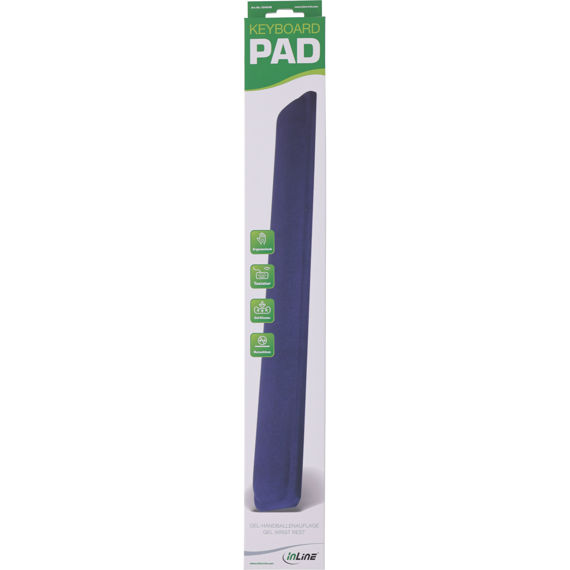 InLine Tastatur-Pad - Gel Handballenauflage - 464x60x23mm - blau