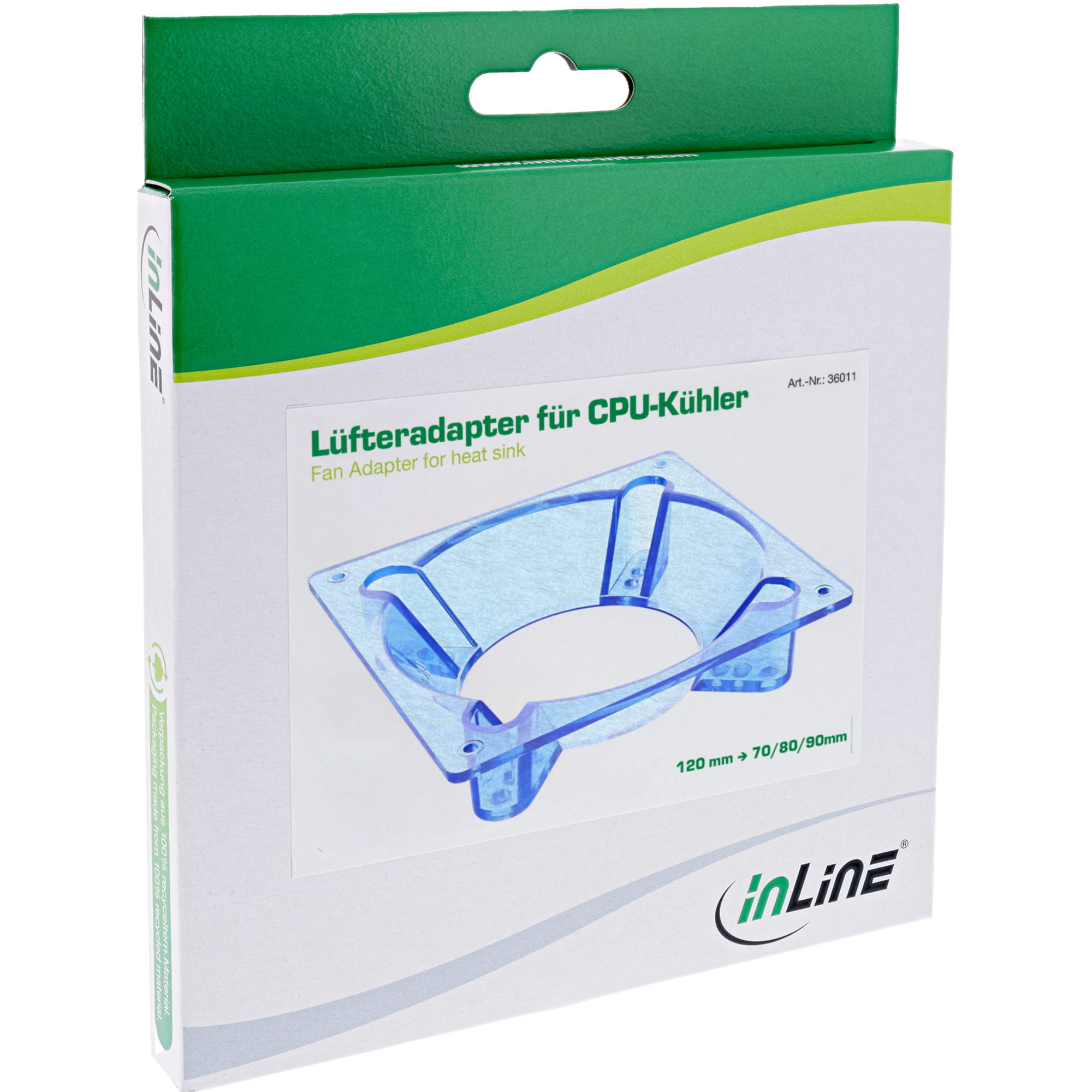 InLine Lüfteradapter - 120mm auf 70/80/90mm - für CPU-Kühler - Acryl