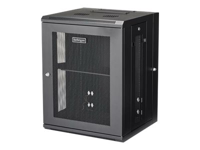 StarTech.com 15HE 19 Zoll Wand Netzwerkschrank - 40,5cm tiefes, mit Scharnieren versehenes, abschließbares IT/Netzwerk rack - inkl. Fachboden und perforierten Seitenwänden - vormontiert (RK1520WALHM)