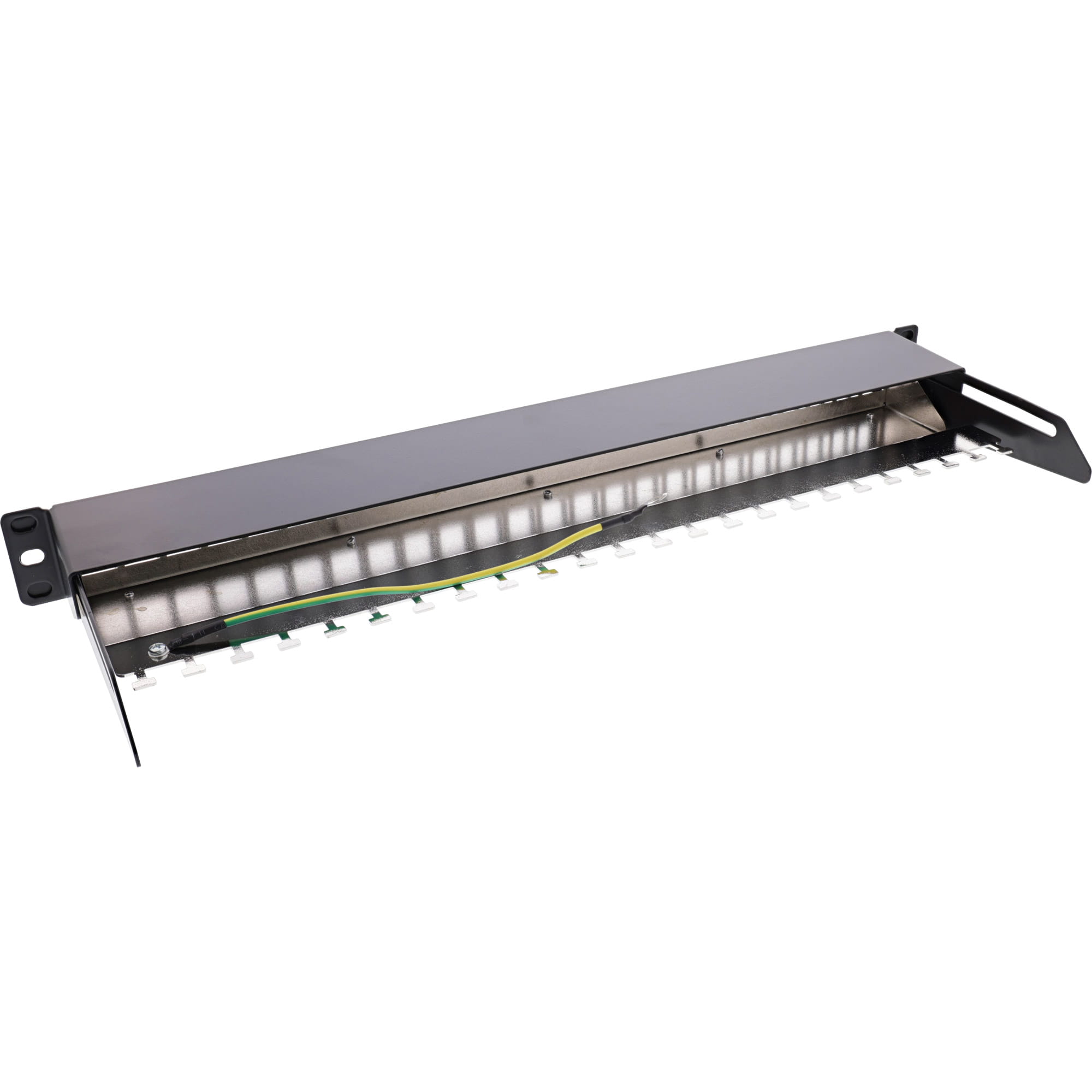 InLine Patchfeld 24-fach - Keystone Leerblech Patchpanel mit Auszug - 19" - 1HE