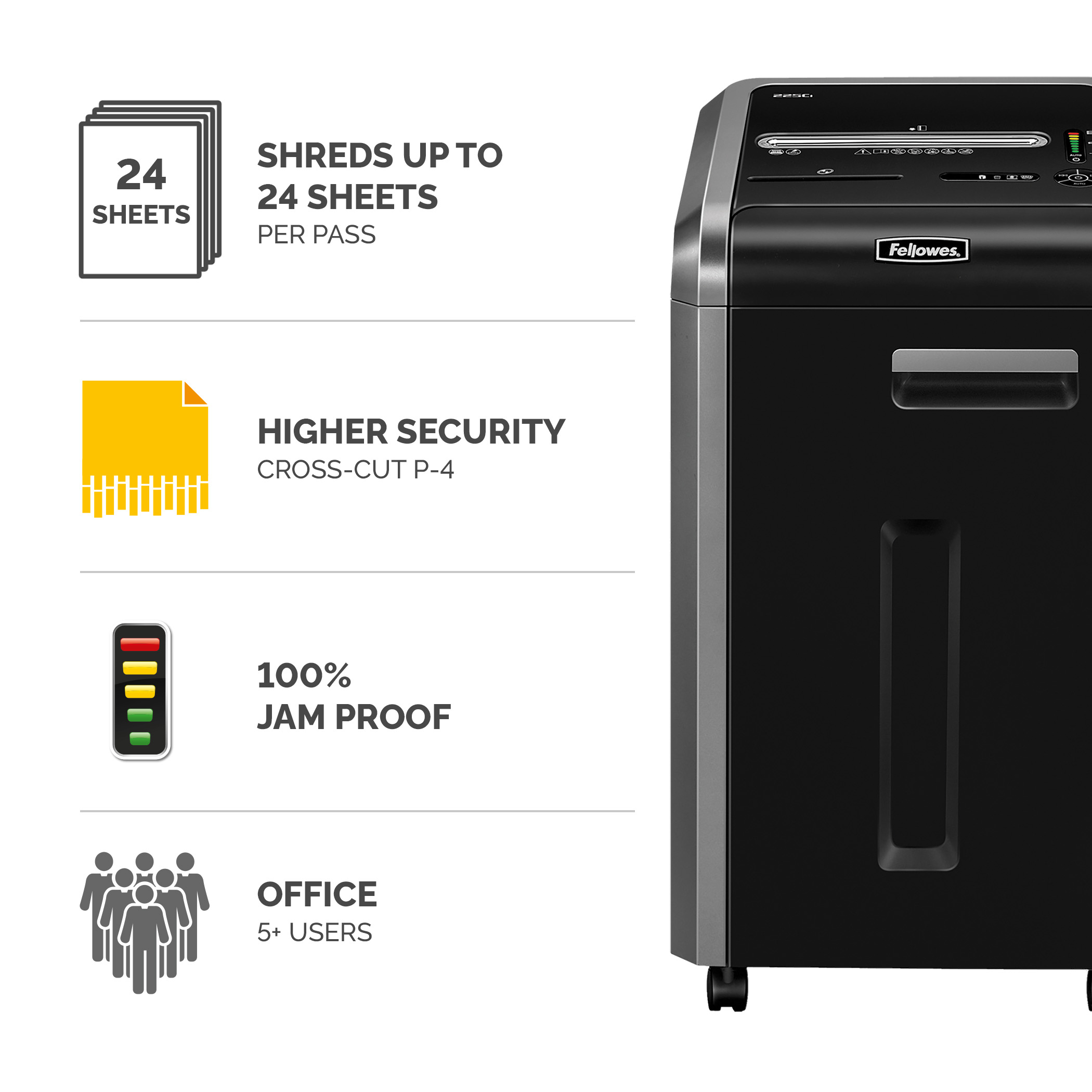 Fellowes Powershred 225Ci - Vorzerkleinerer - Kreuzschnitt