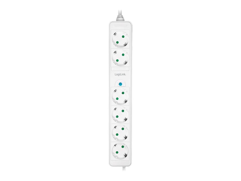 LogiLink Steckdosenleiste - Wechselstrom 230 V - 3500 Watt - Ausgangsanschlüsse: 6 (6 x Leistungs-CEE 7/3)