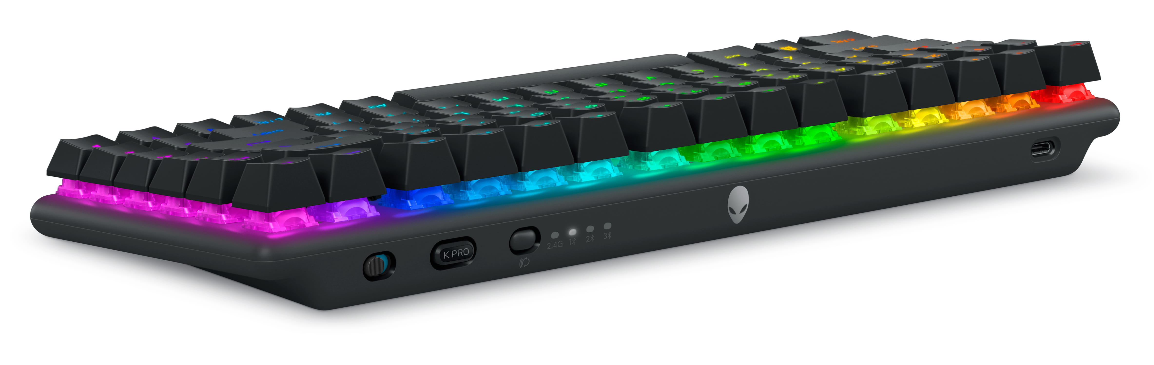 Dell Alienware Pro Wireless Gaming Keyboard - Tastatur - 75% - compact TKL - AlienFX Per-Key RGB / 16,8 Millionen Farben - kabellos - 2.4 GHz, Bluetooth 5.1, USB - QWERTY - USA - Tastenschalter: Alienware lineare mechanische Switches (Hotswap-fähig)