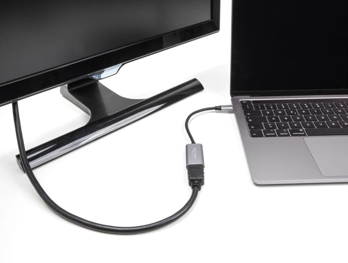Delock Highspeed - Videoadapter - 24 pin USB-C männlich zu HDMI weiblich - 15 cm - Grau/Schwarz - unterstützt 4K 60 Hz (4096 x 2160)