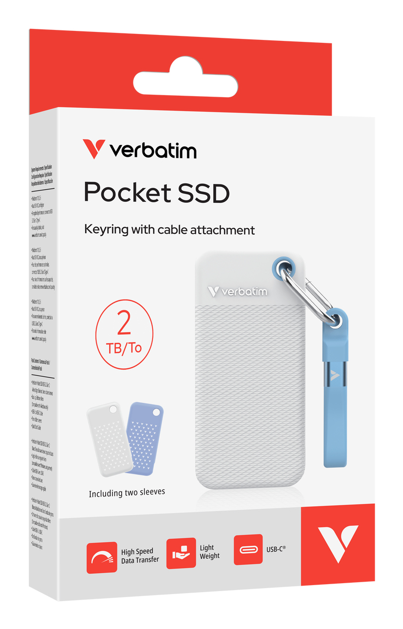 Verbatim Pocket - Color Edition - SSD - 2 TB - Schlüsselanhänger mit Kabelanschluss - extern (tragbar)