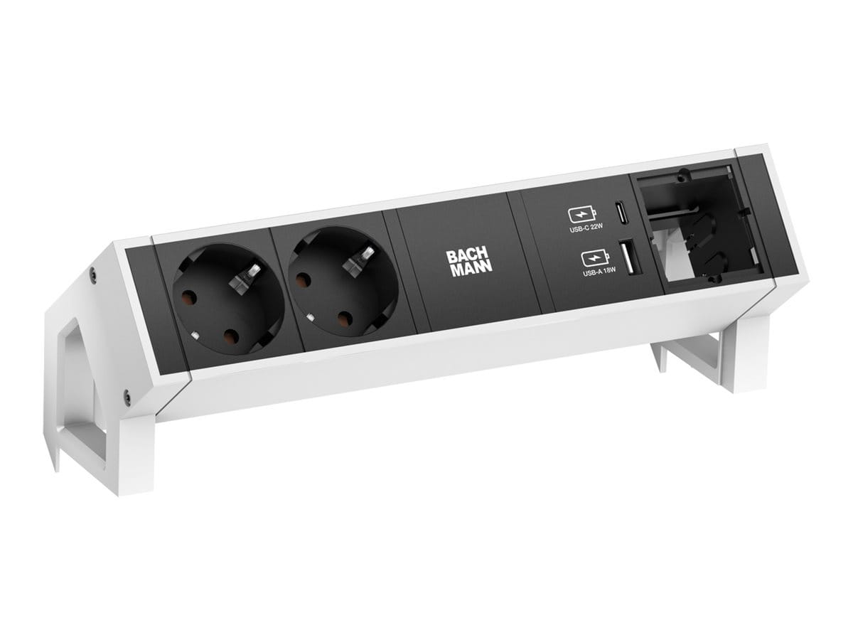 Bachmann DESK 2 - Steckdosenleiste - ohne Gerätekabel - Eingabe, Eingang GST18 - Ausgangsanschlüsse: 2 (24 pin USB-C, USB, 2 x Typ F)