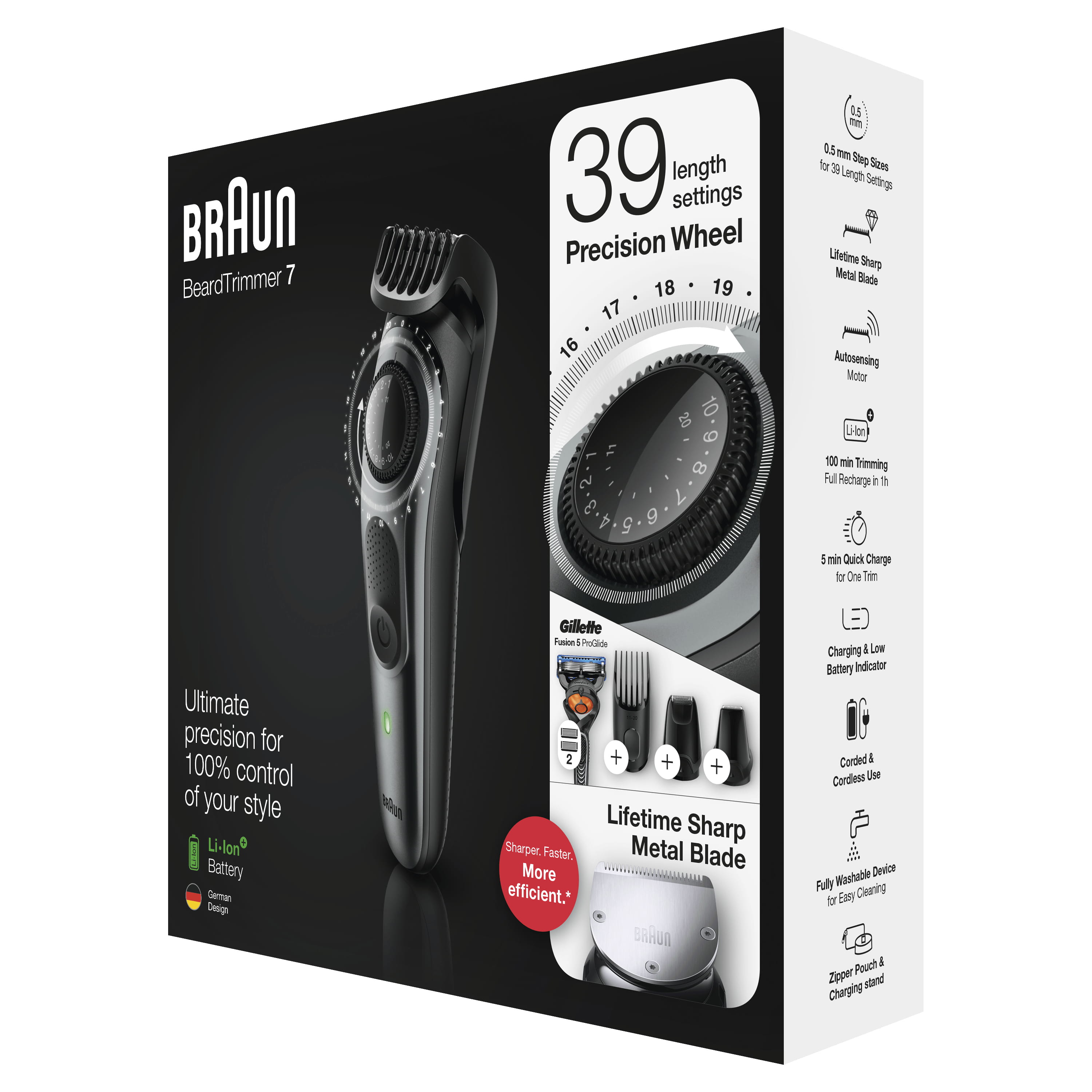 Braun BT7240, Waschbar, Wechselstrom/Batterie, Schwarz, Grau