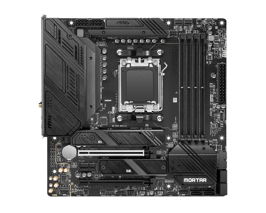 MSI MAG B650M Mortar WIFI, AMD, Sockel AM5, AMD Ryzen 7000 Series, Sockel AM5, DDR5-SDRAM, 128 GB