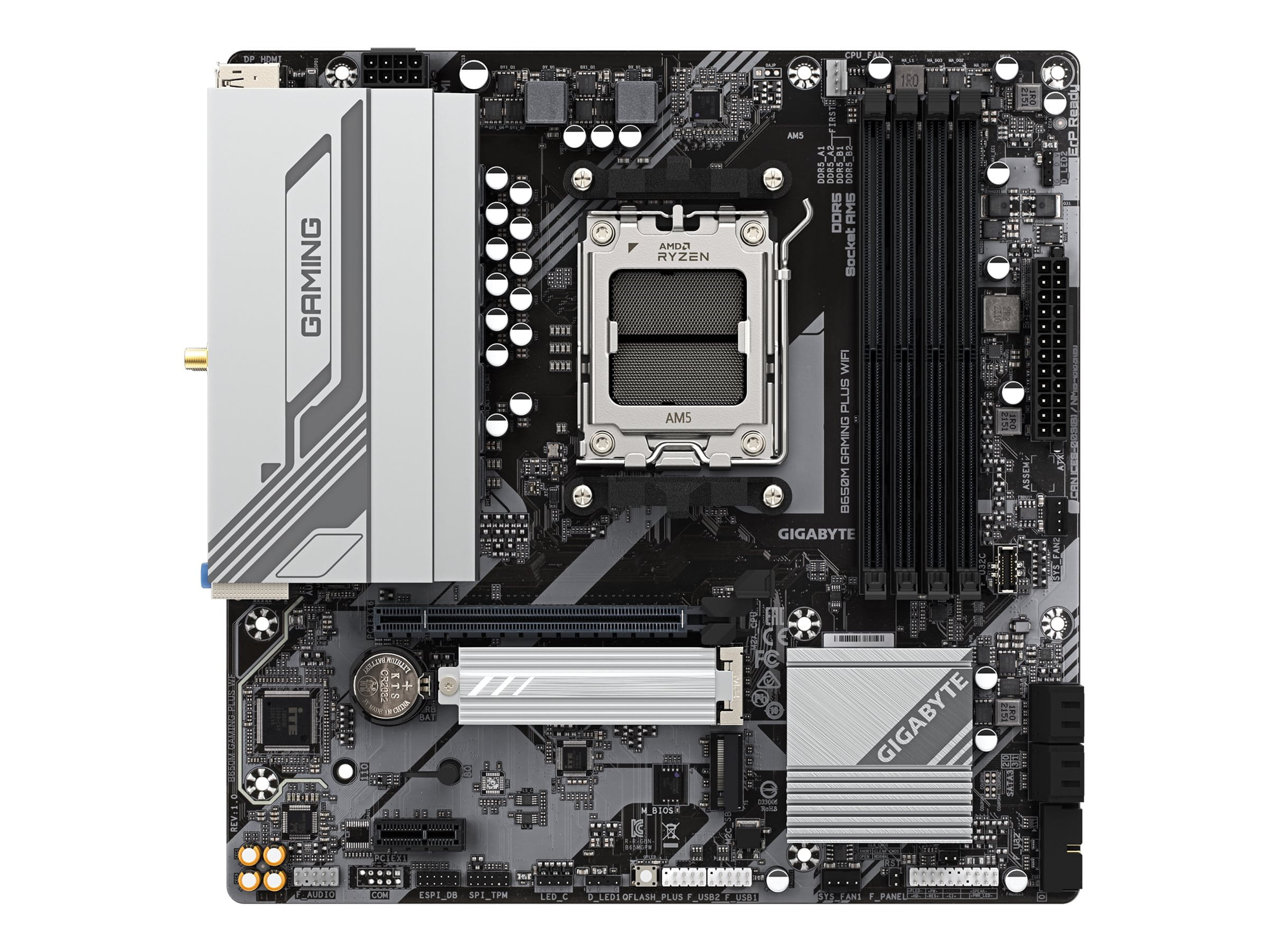 Gigabyte B650M GAMING PLUS WIFI - 1.X - Motherboard - micro ATX - Socket AM5 - AMD B650 Chipsatz - USB 3.2 Gen 1, USB-C 3.2 Gen 1 - 2.5 Gigabit LAN, Bluetooth, Wi-Fi 6E - Onboard-Grafik (CPU erforderlich)