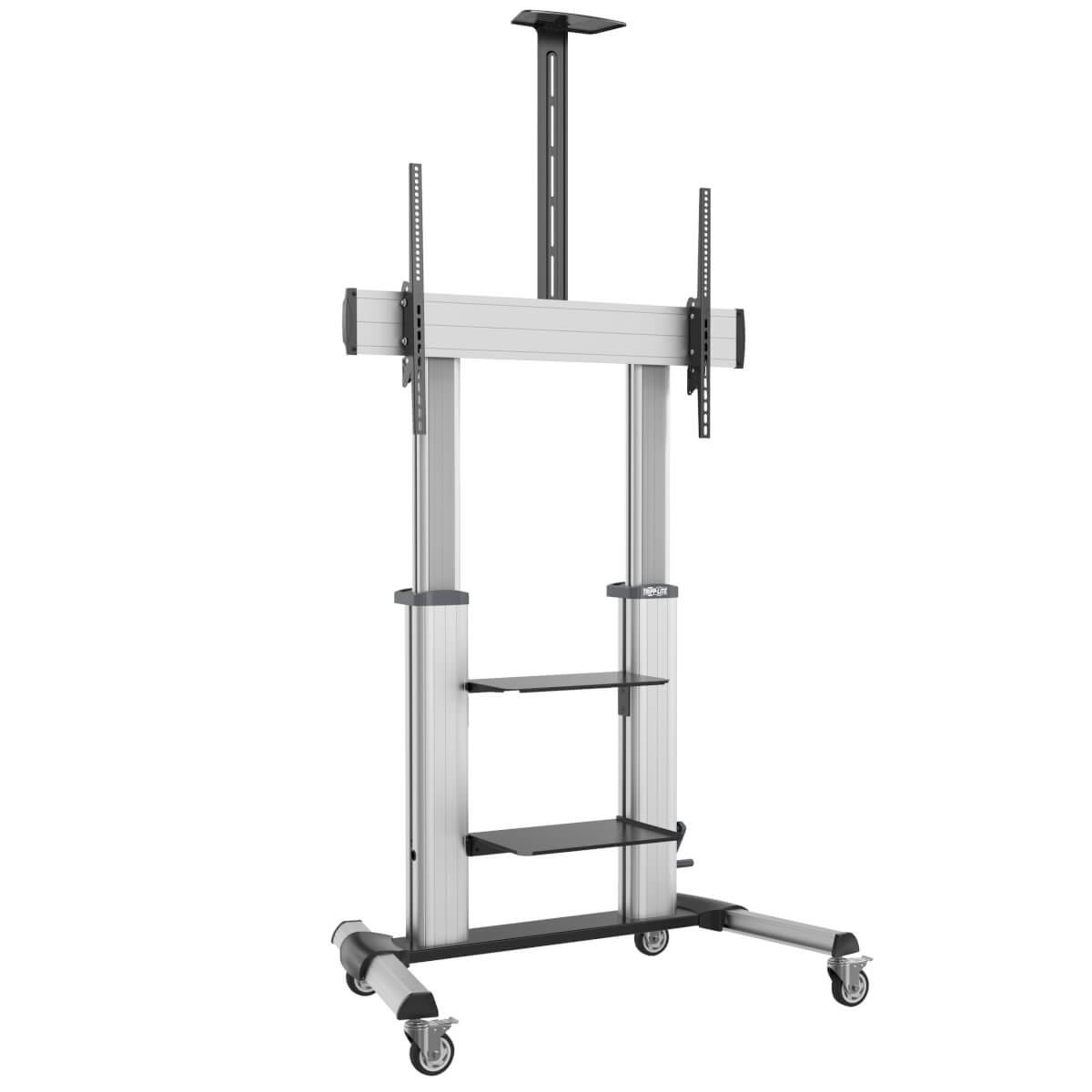 Tripp Eaton Tripp Lite Series Safe-IT Heavy-Duty Rolling TV Cart with Height-Adjusting Crank Handle for 60 to 100-inch Displays - Wagen - für Flachbildschirm / Notebook / AV-Ausrüstung - Aluminium, Stahl - Schwarz, Silber - Bildschirmgröße: 152.4-254