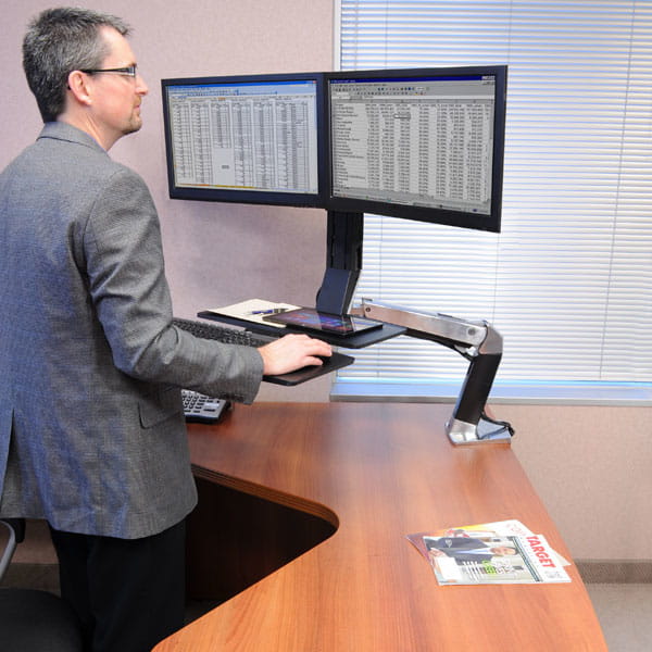 Ergotron WorkFit-A Dual Workstation With Worksurface