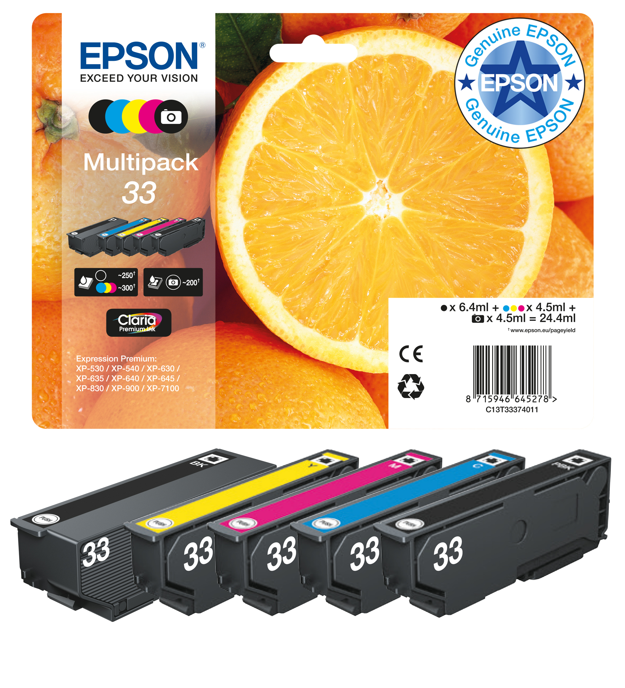 Epson 33 Multipack - 5er-Pack - 24.4 ml - Schwarz