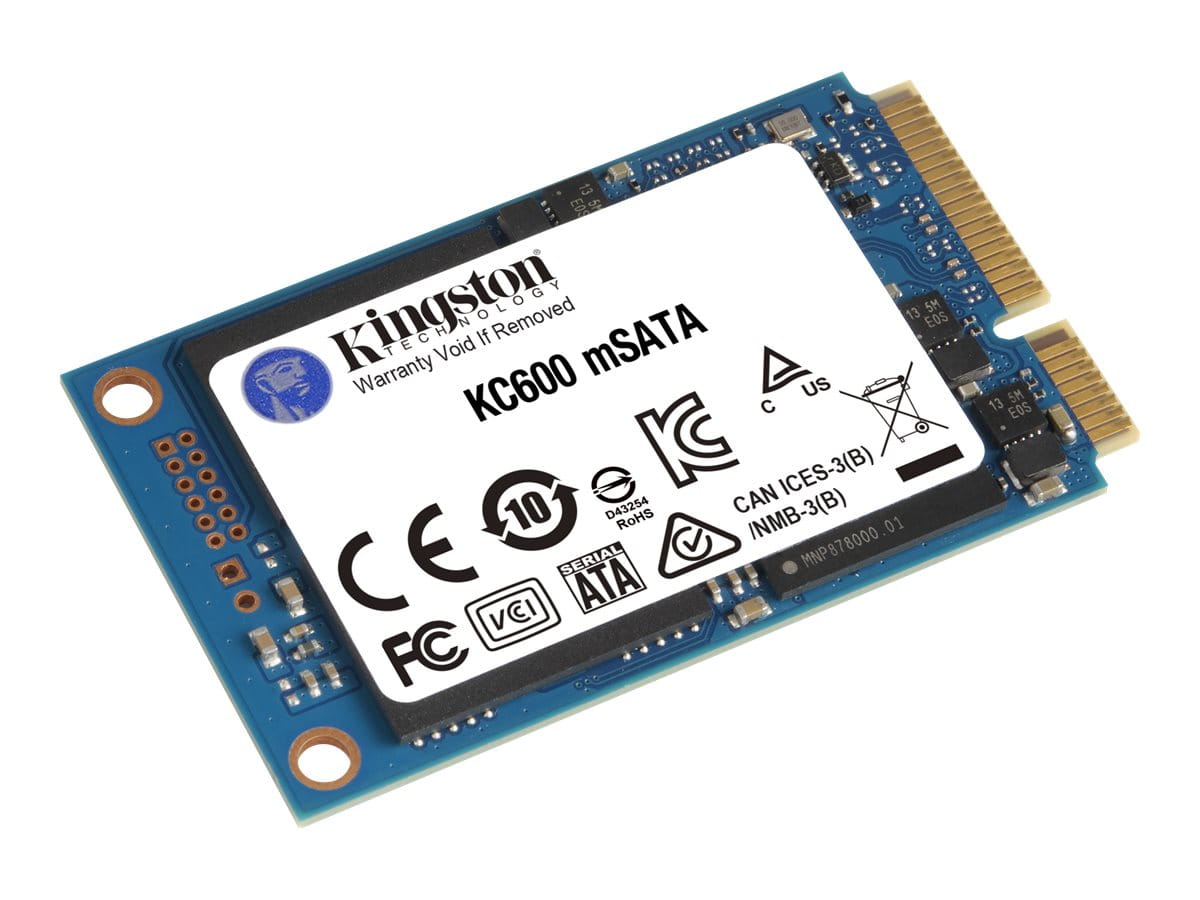 Kingston KC600 - SSD - verschlüsselt - 256 GB - intern - mSATA - SATA 6Gb/s - 256-Bit-AES Self-Encrypting Drive (SED)