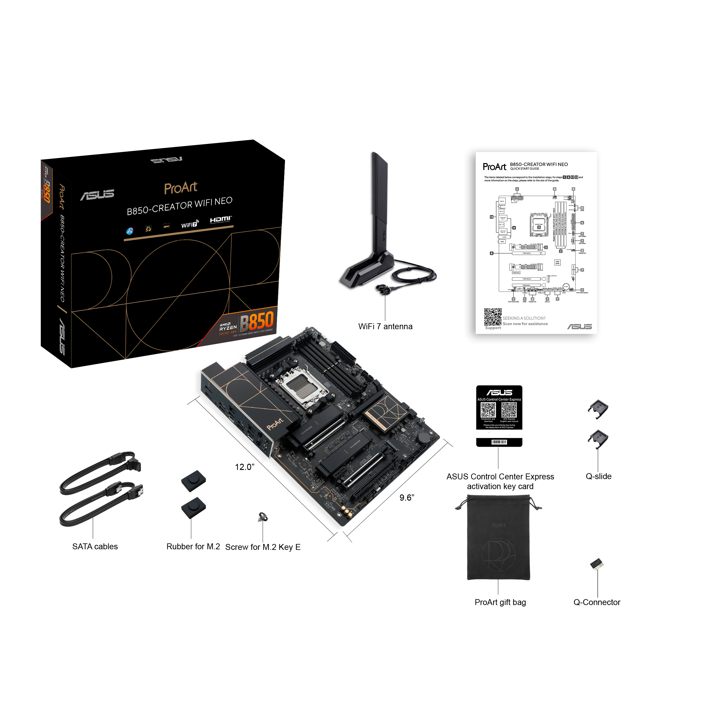 ASUS ProArt B850-CREATOR WIFI NEO - Motherboard - ATX - Socket AM5 - AMD B850 Chipsatz - USB-C 3.2 Gen 2x2, USB-C 3.2 Gen2, USB 3.2 Gen 2, USB 3.2 Gen 1, USB4, USB-C 3.2 Gen 1 - 2 x 5 Gigabit LAN, Wi-Fi 7, Bluetooth - Onboard-Grafik (CPU erforderlich)