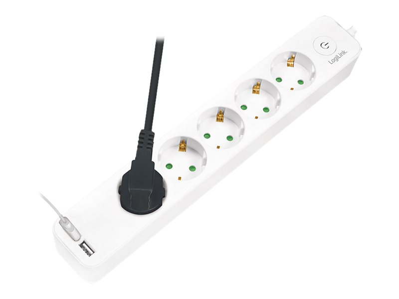 LogiLink Steckdosenleiste - Wechselstrom 250 V - 3680 Watt - Eingabe, Eingang Stromversorgung - Ausgangsanschlüsse: 5 (2 x USB, 5 x Stecker CEE 7/3)