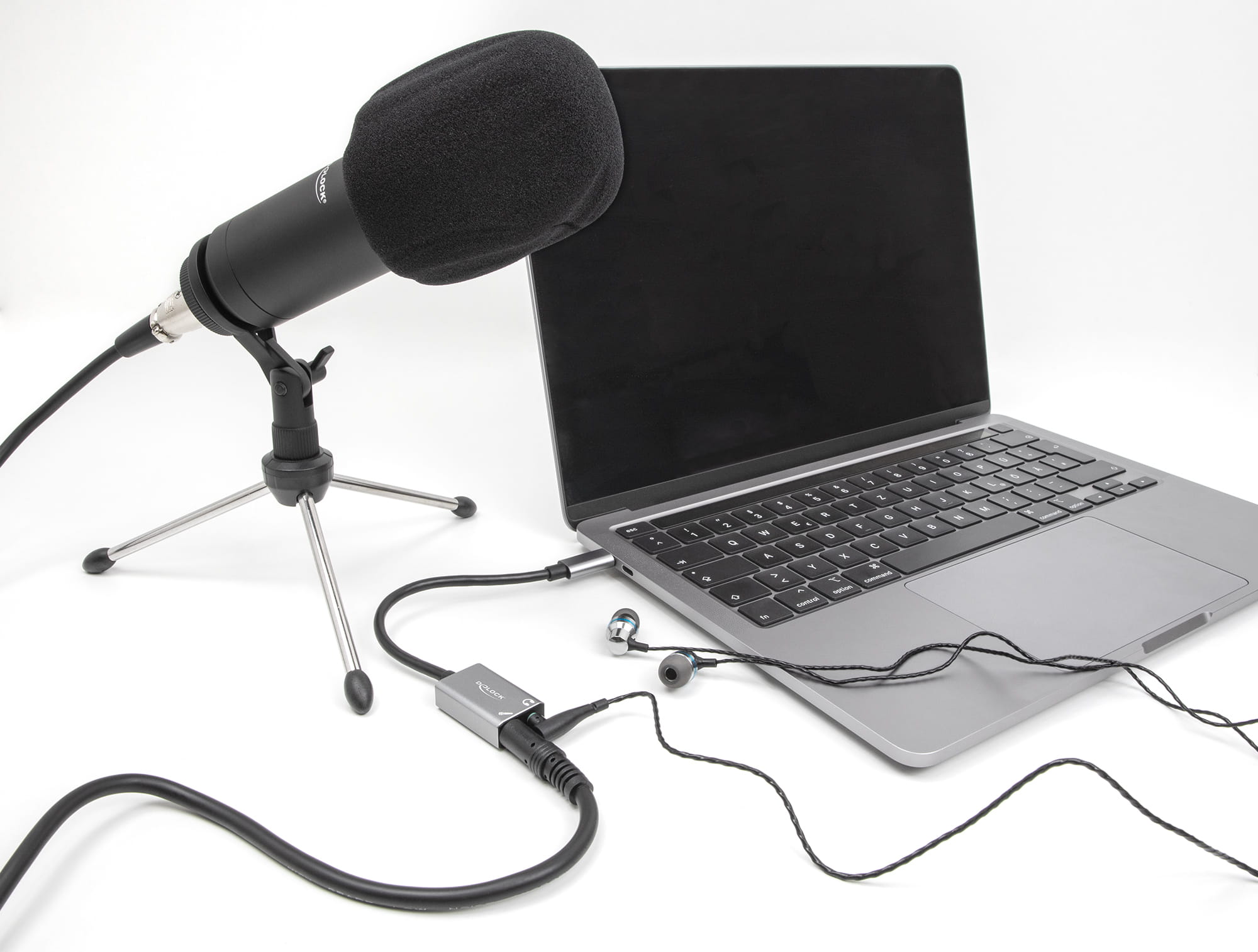 Delock Adapter USB-C auf Klinkenstecker - 24 pin USB-C männlich zu Mono Mini-Stecker, mini-phone stereo 3.5 mm weiblich