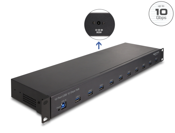 Delock Hub - 19", industry, 10 Gbps - 10 x