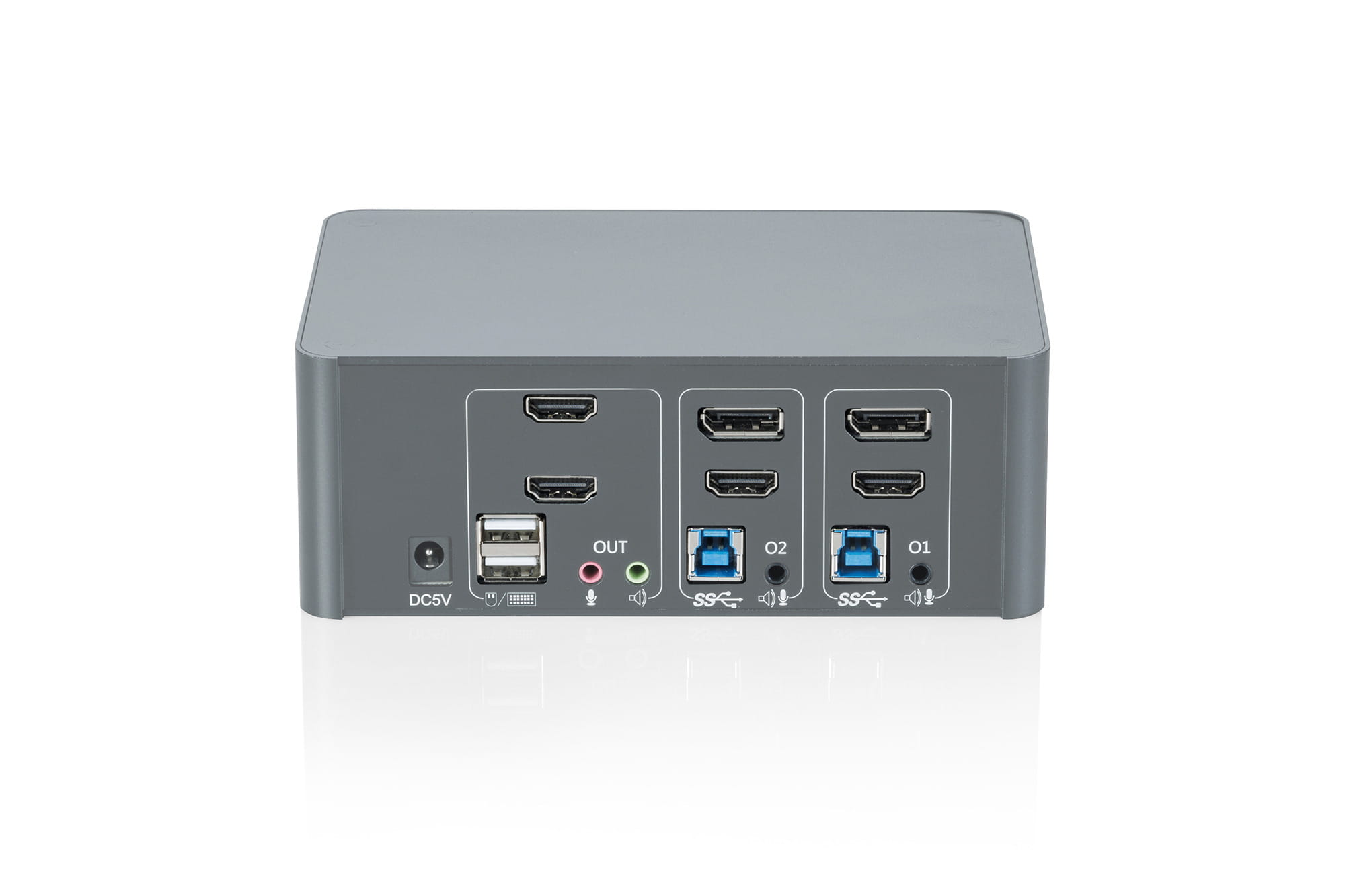DIGITUS KVM-Switch, 2-Port, Dual-Display, 4K, HDMI/DisplayPort