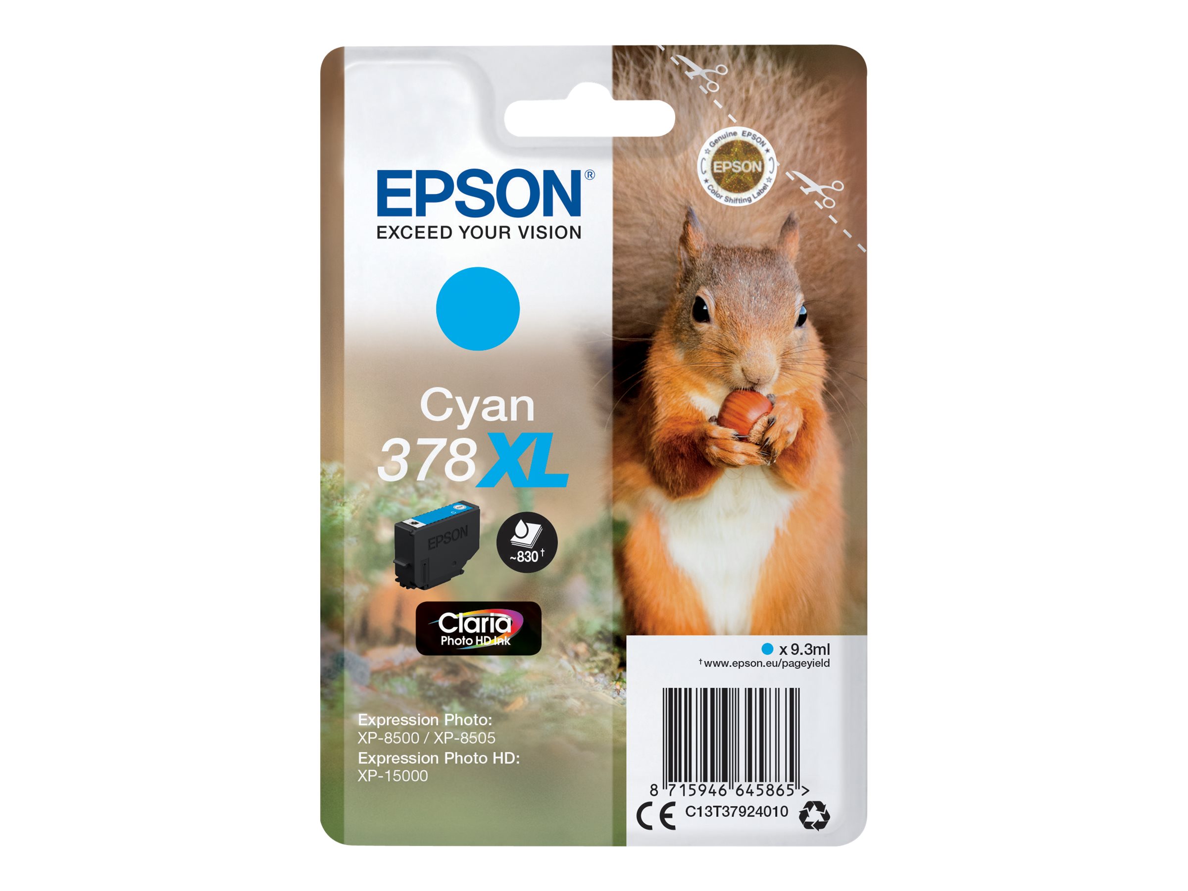 Epson 378XL - 9.3 ml - XL - Cyan - Original - Blister mit RF- / aktustischem Alarmsignal