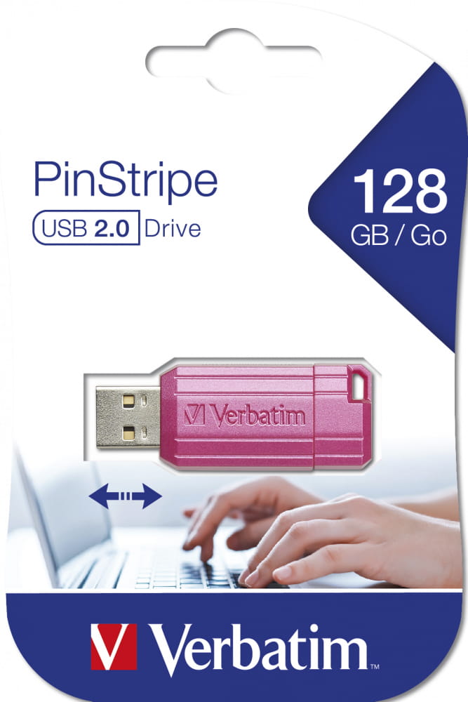 Verbatim PinStripe, 128 GB, USB Typ-A, 2.0, 12 MB/s, Dia, Pink