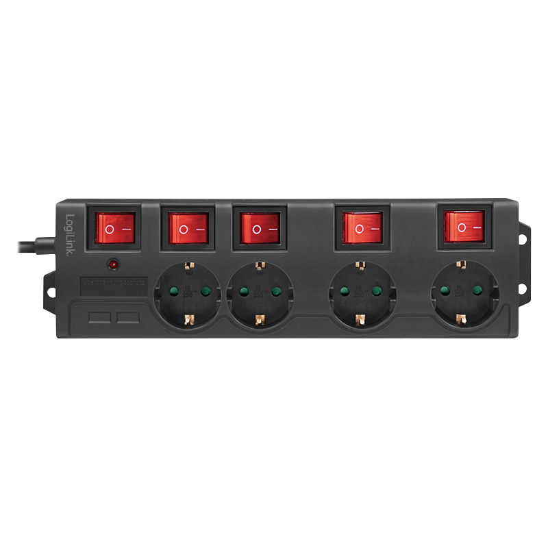 LogiLink Steckdosenleiste - Wechselstrom 250 V - 3680 Watt - Ausgangsanschlüsse: 4 (4 x CEE 7/3)